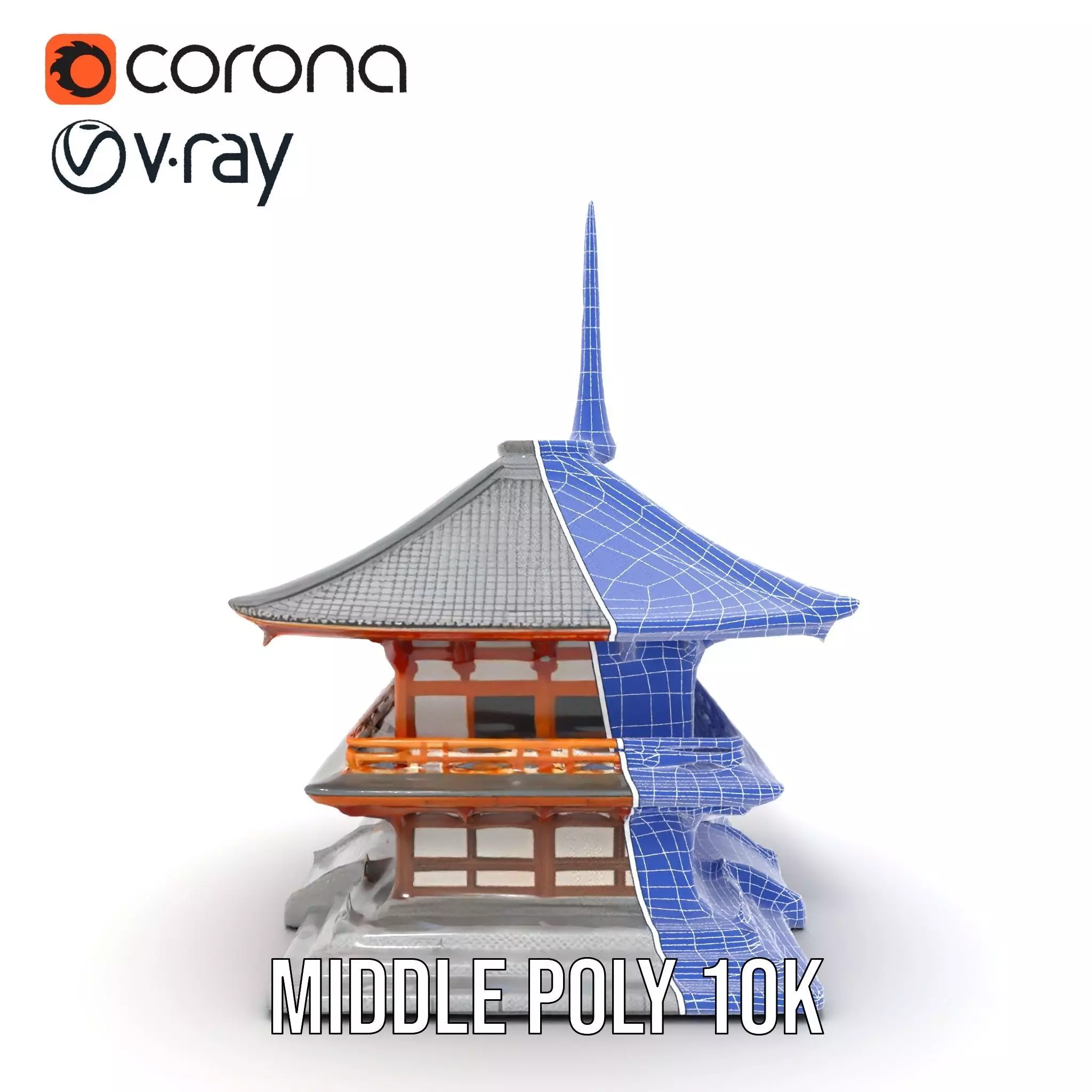 Traditional Pagoda model pack Low-poly 3D model_30