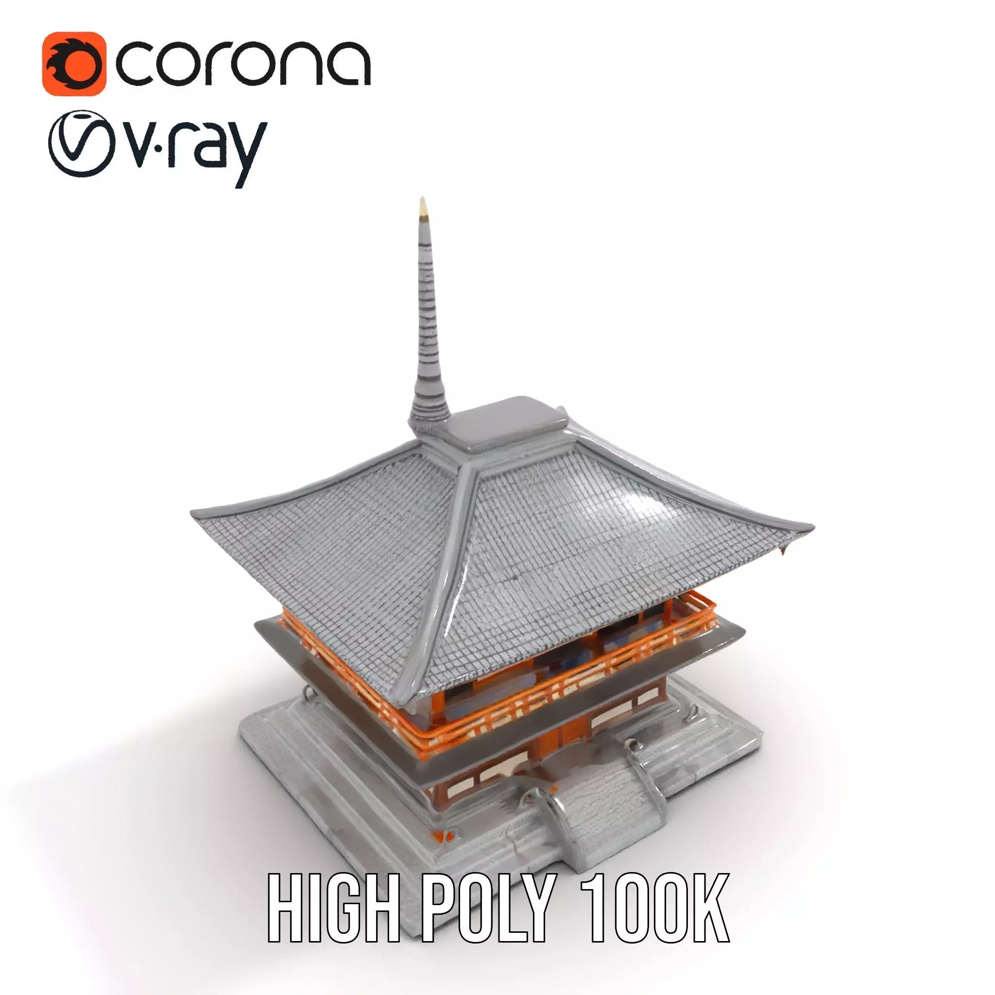 Traditional Pagoda model pack Low-poly 3D model_20