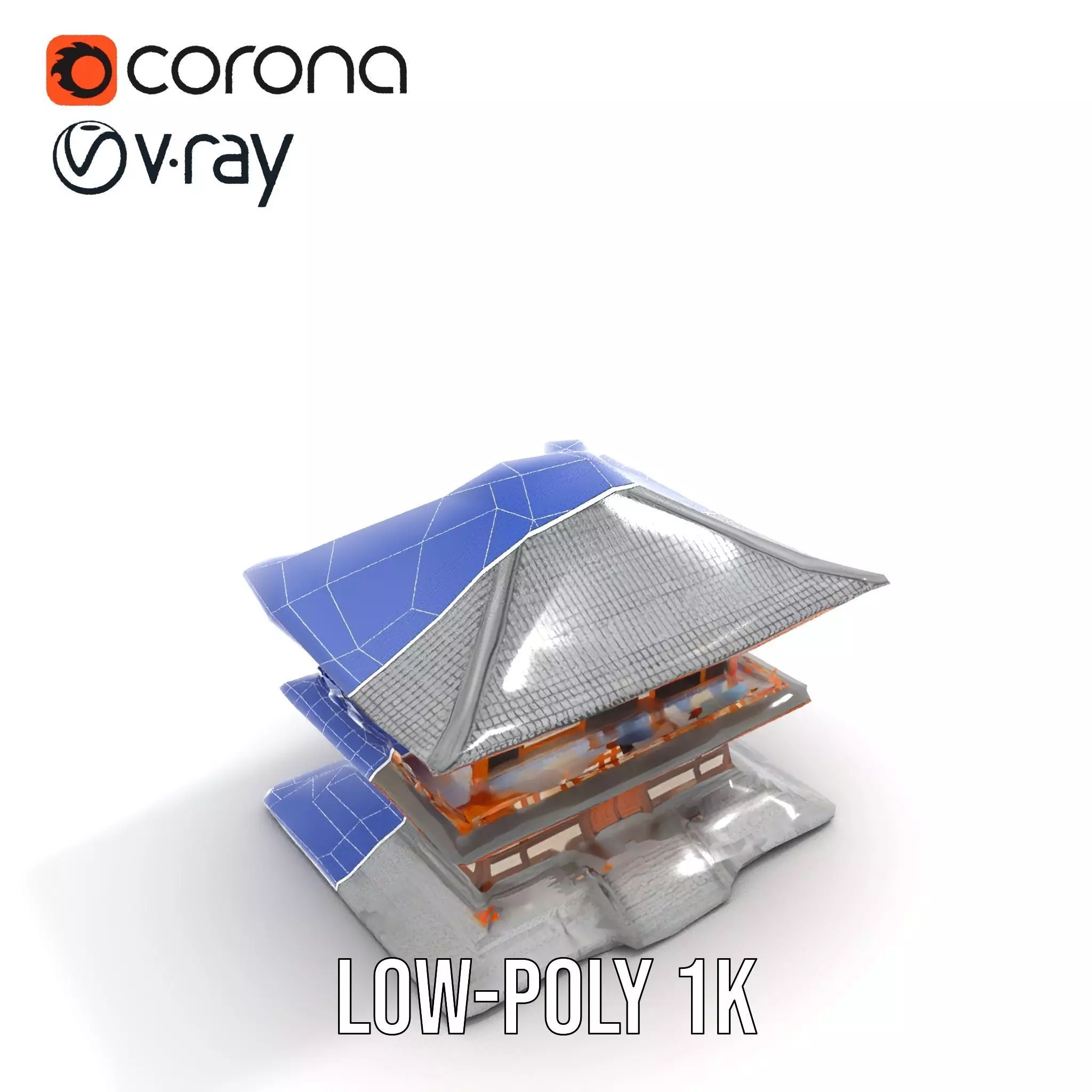 Traditional Pagoda model pack Low-poly 3D model_31