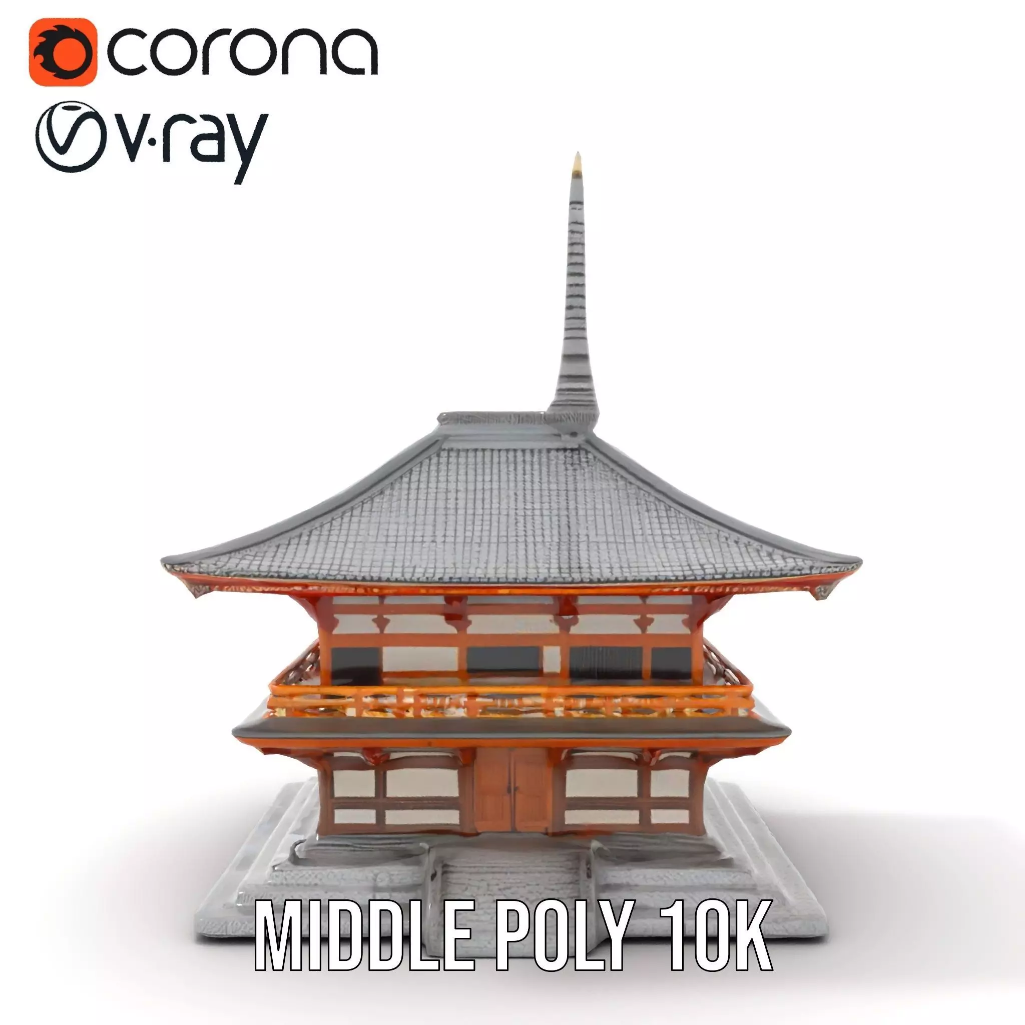 Traditional Pagoda model pack Low-poly 3D model_15
