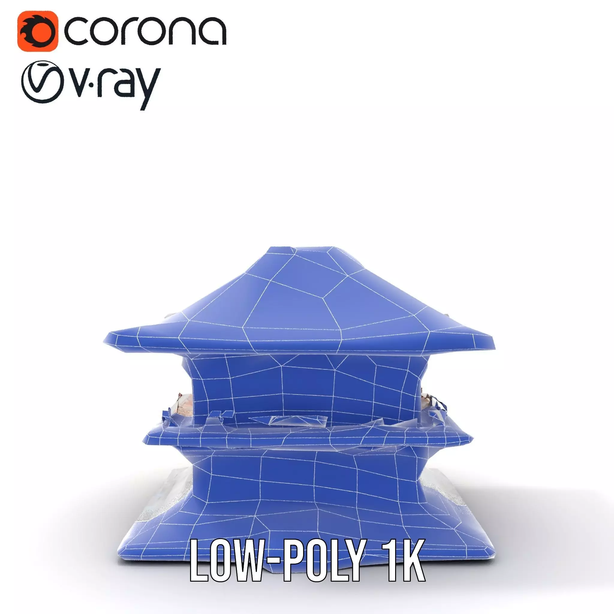 Traditional Pagoda model pack Low-poly 3D model_16