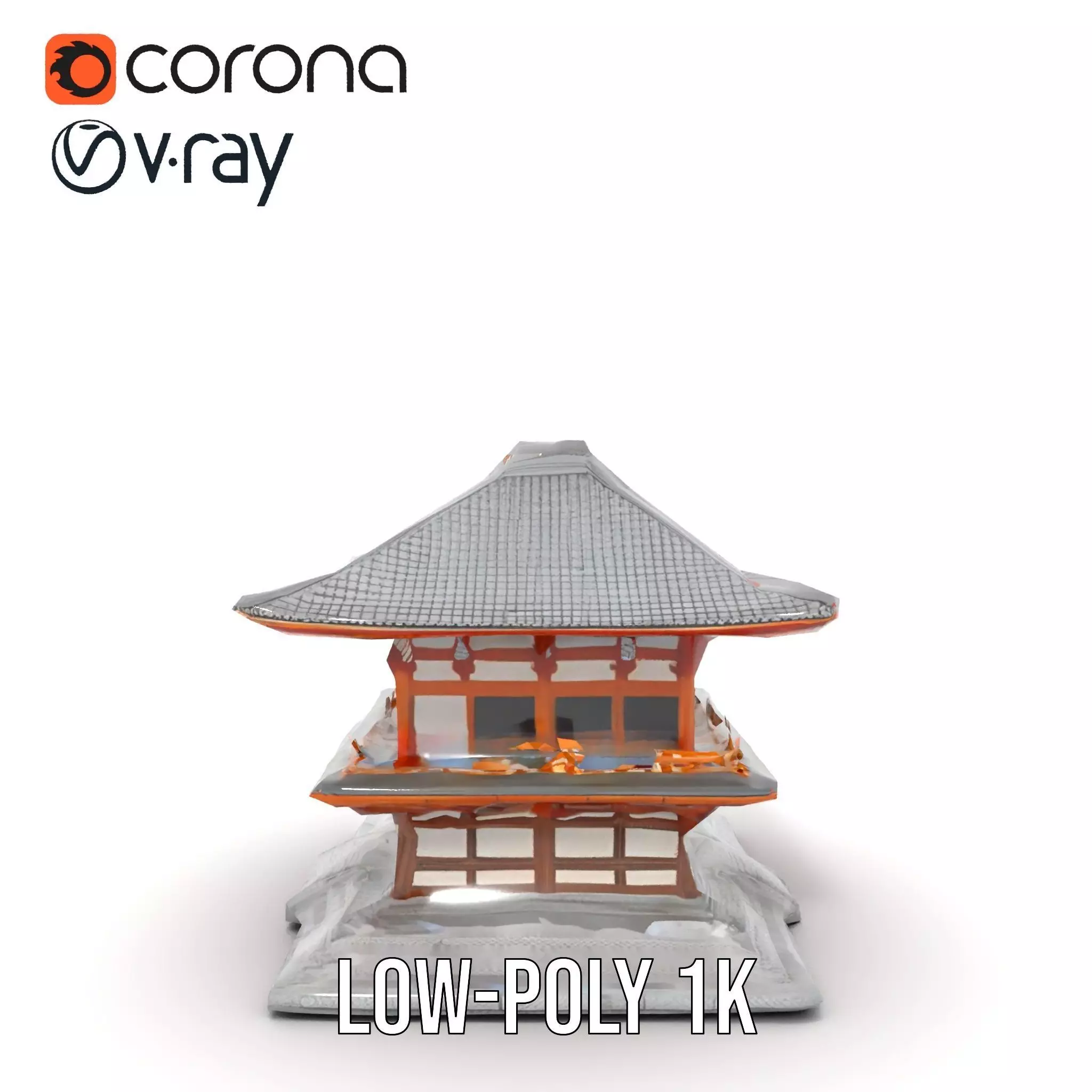 Traditional Pagoda model pack Low-poly 3D model_9