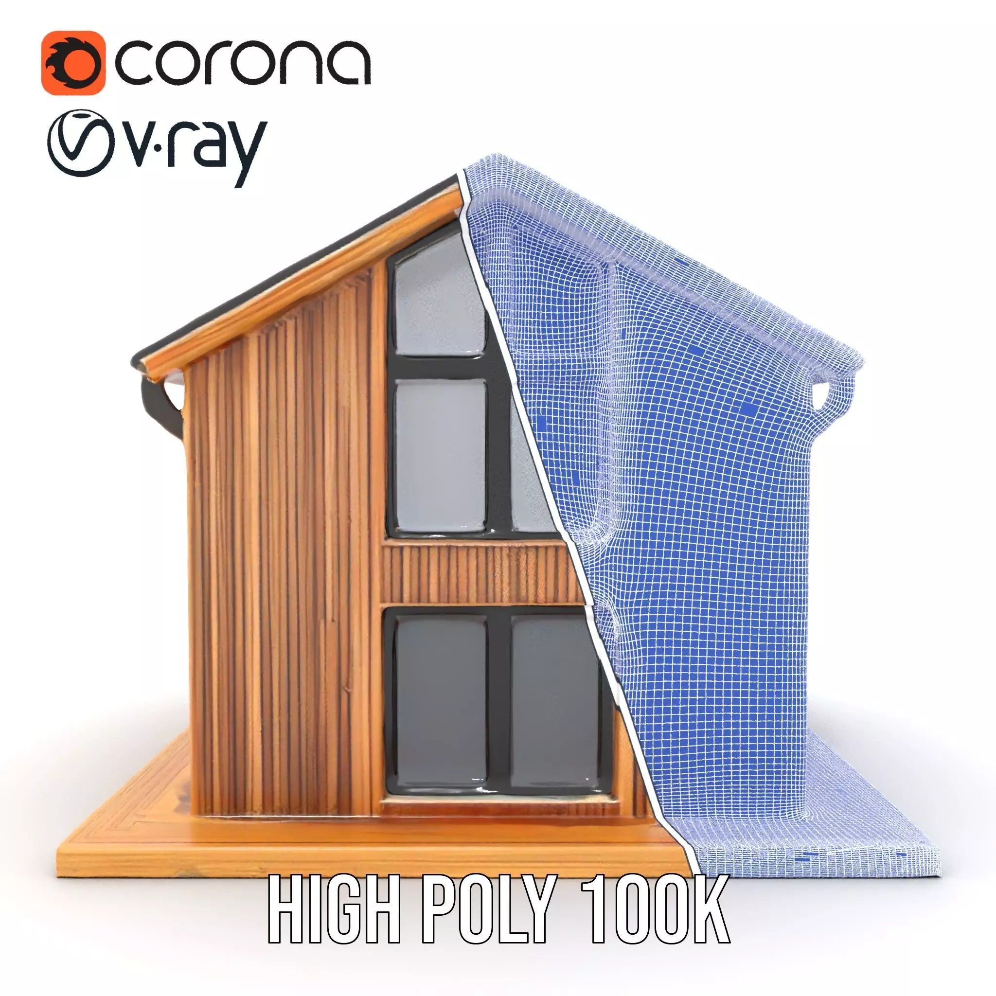 Modern Wooden House model pack Low-poly 3D model_34