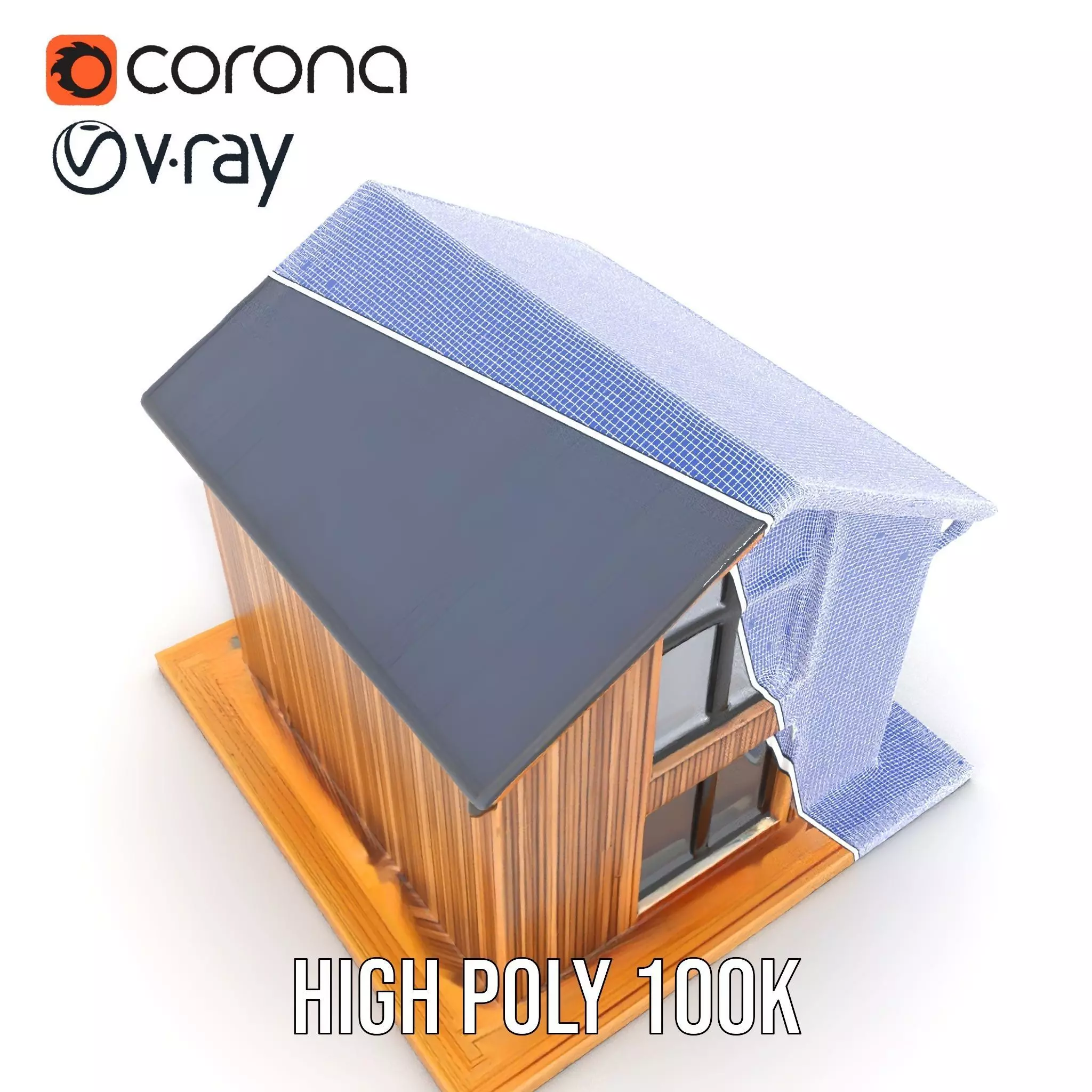 Modern Wooden House model pack Low-poly 3D model_28