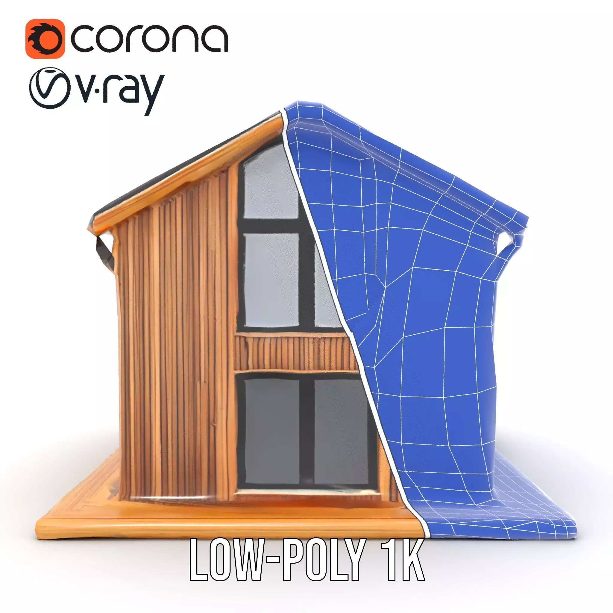 Modern Wooden House model pack Low-poly 3D model_30