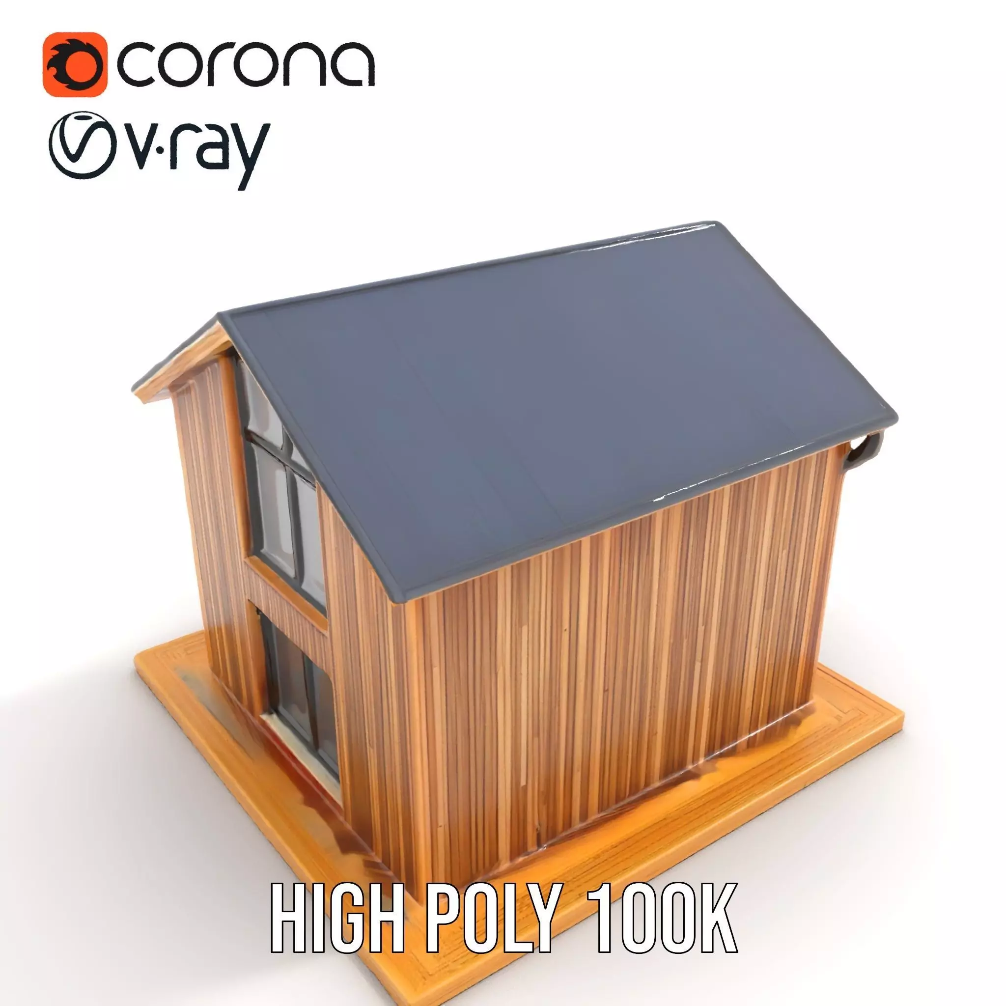 Modern Wooden House model pack Low-poly 3D model_31