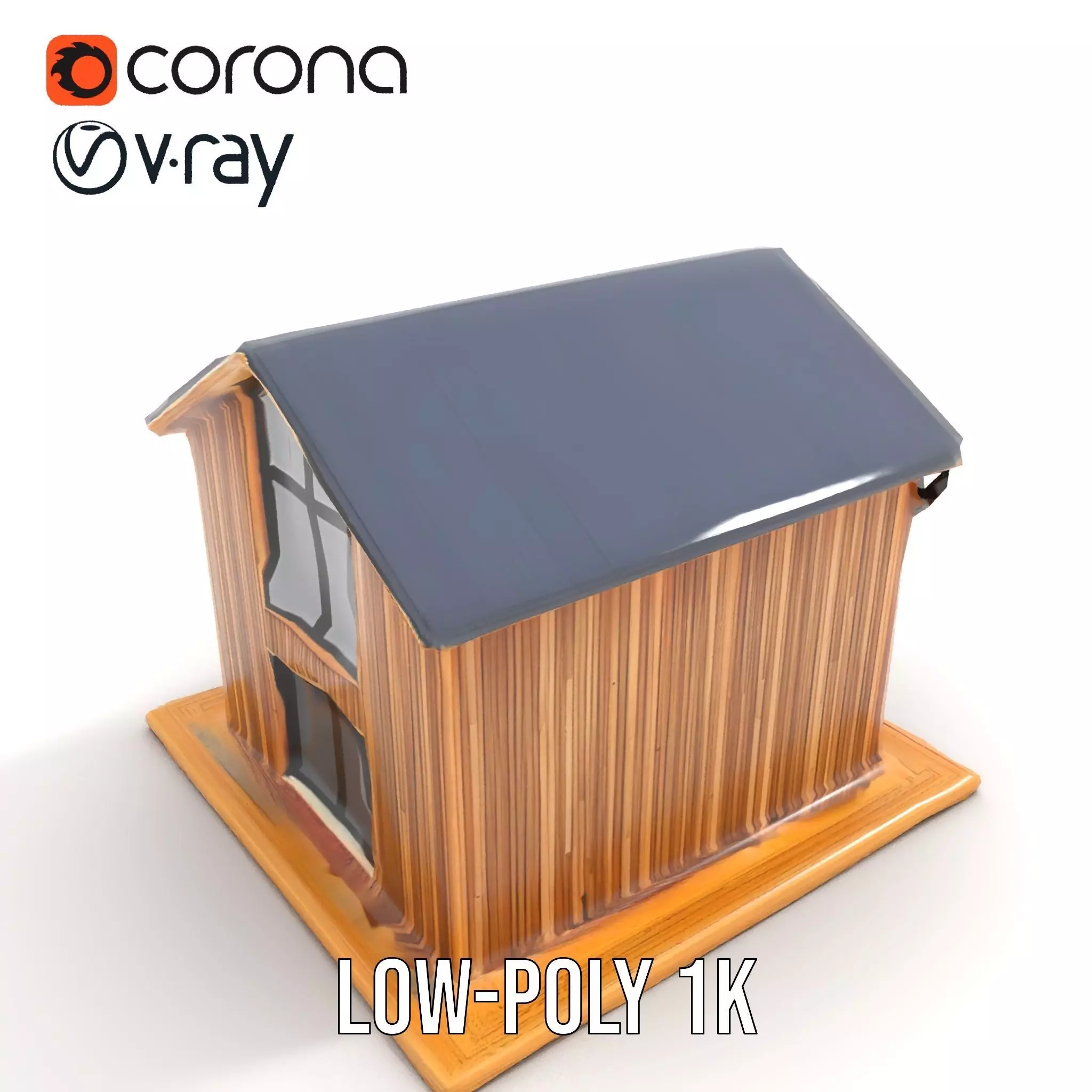 Modern Wooden House model pack Low-poly 3D model_9