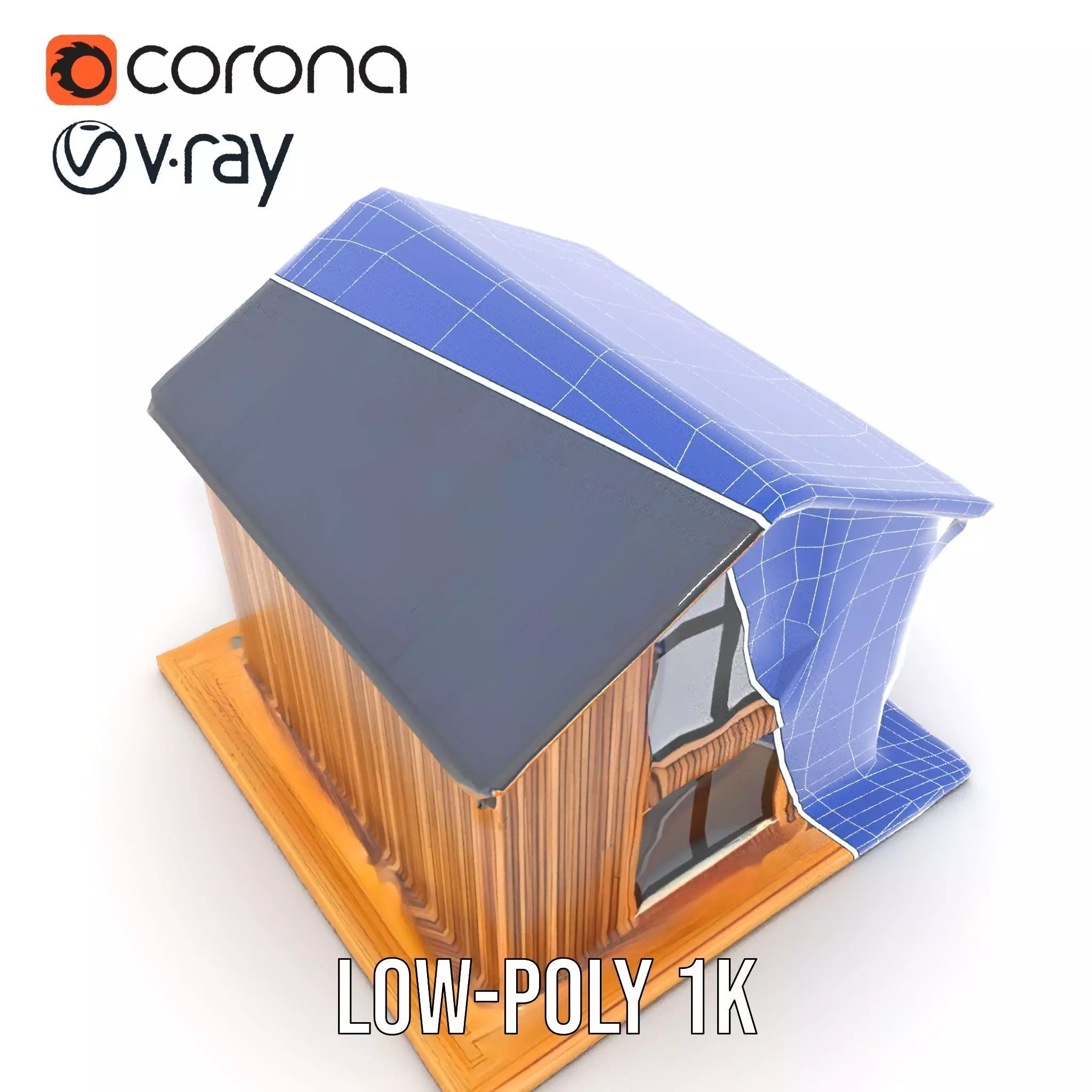 Modern Wooden House model pack Low-poly 3D model_25