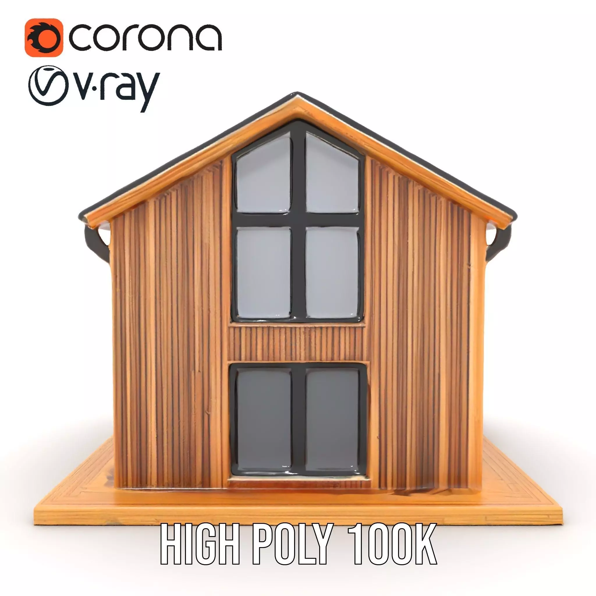 Modern Wooden House model pack Low-poly 3D model_23