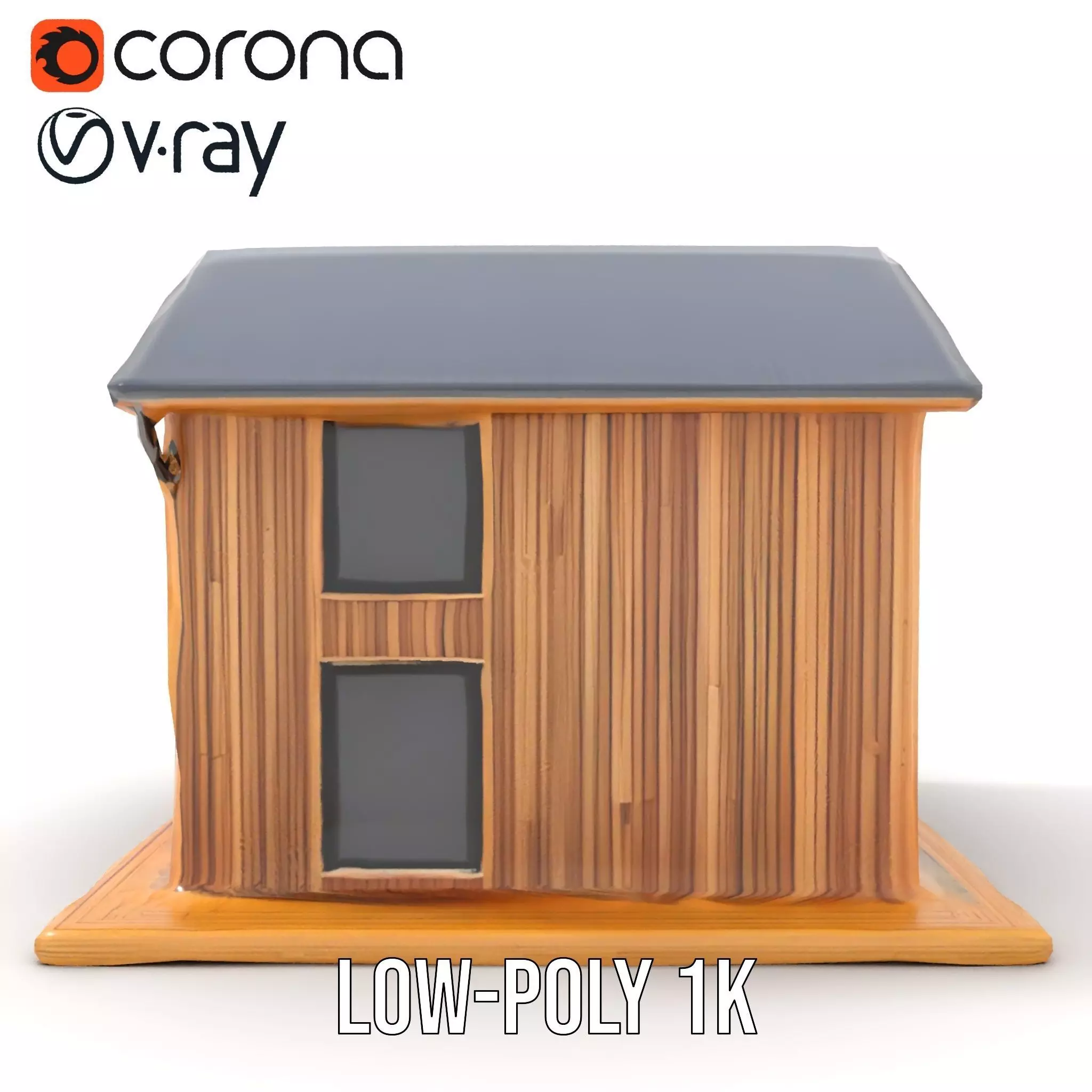 Modern Wooden House model pack Low-poly 3D model_12