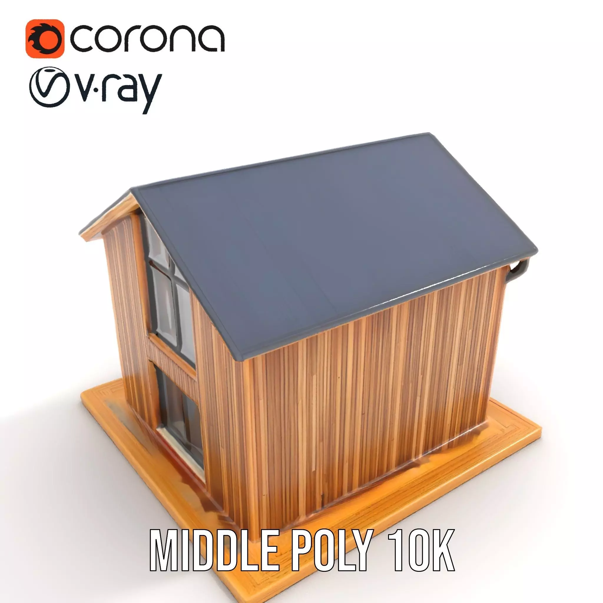 Modern Wooden House model pack Low-poly 3D model_11