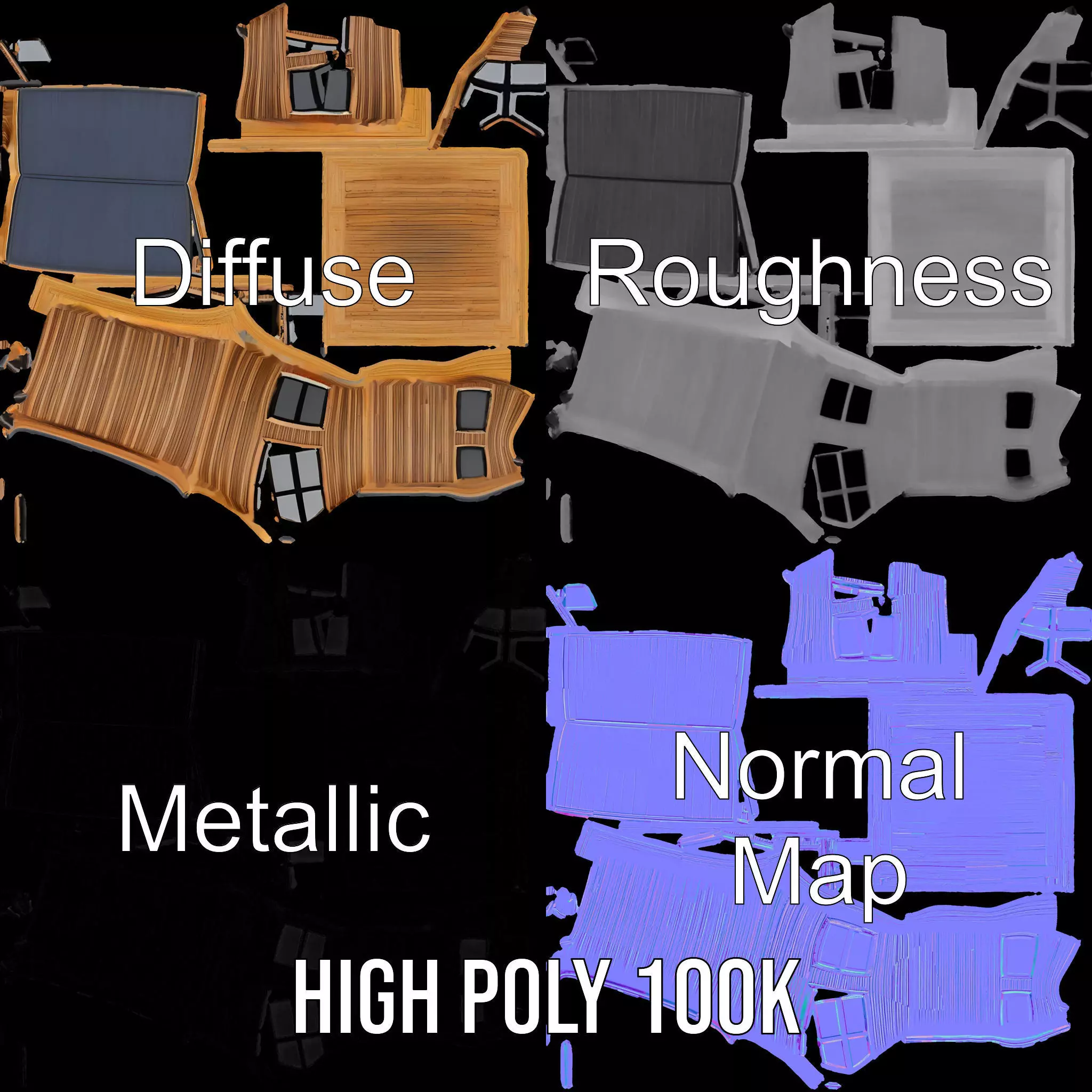 Modern Wooden House model pack Low-poly 3D model_3