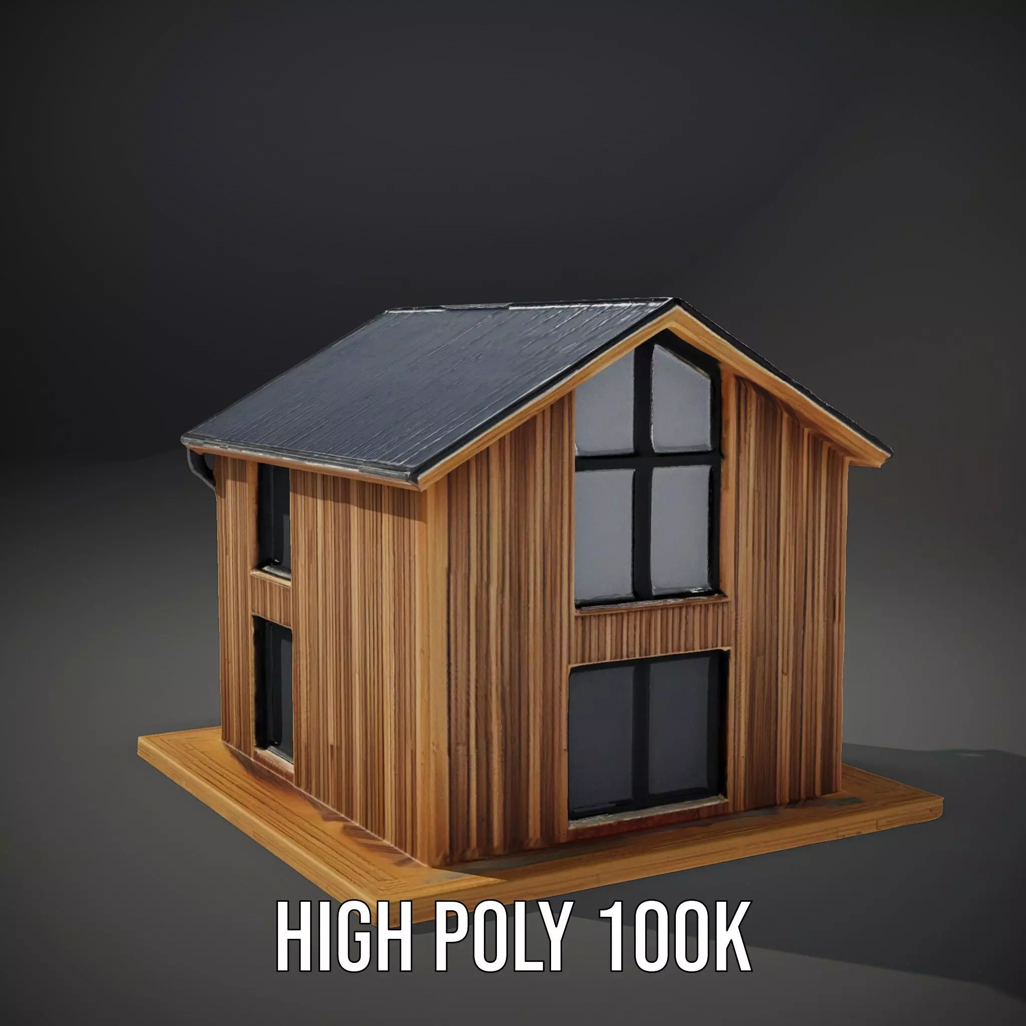 Modern Wooden House model pack Low-poly 3D model_8