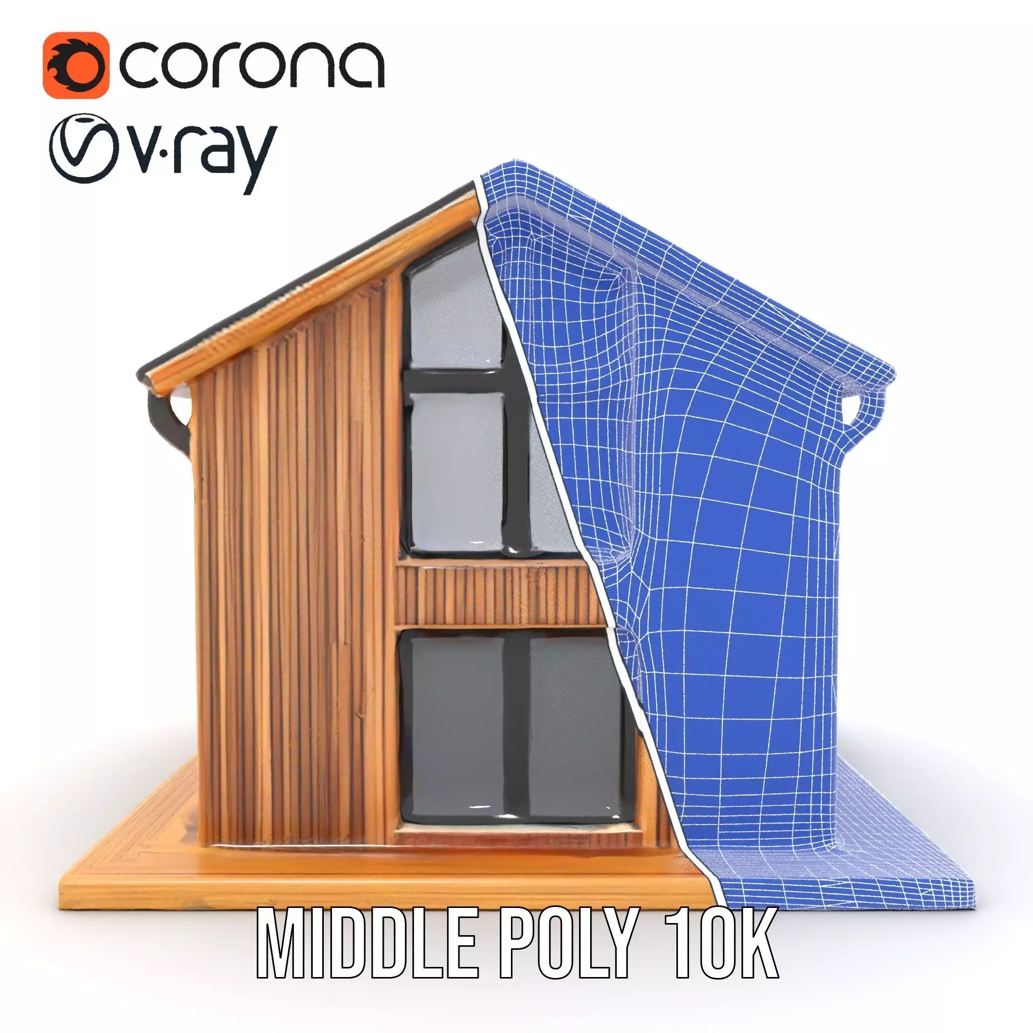 Modern Wooden House model pack Low-poly 3D model_29