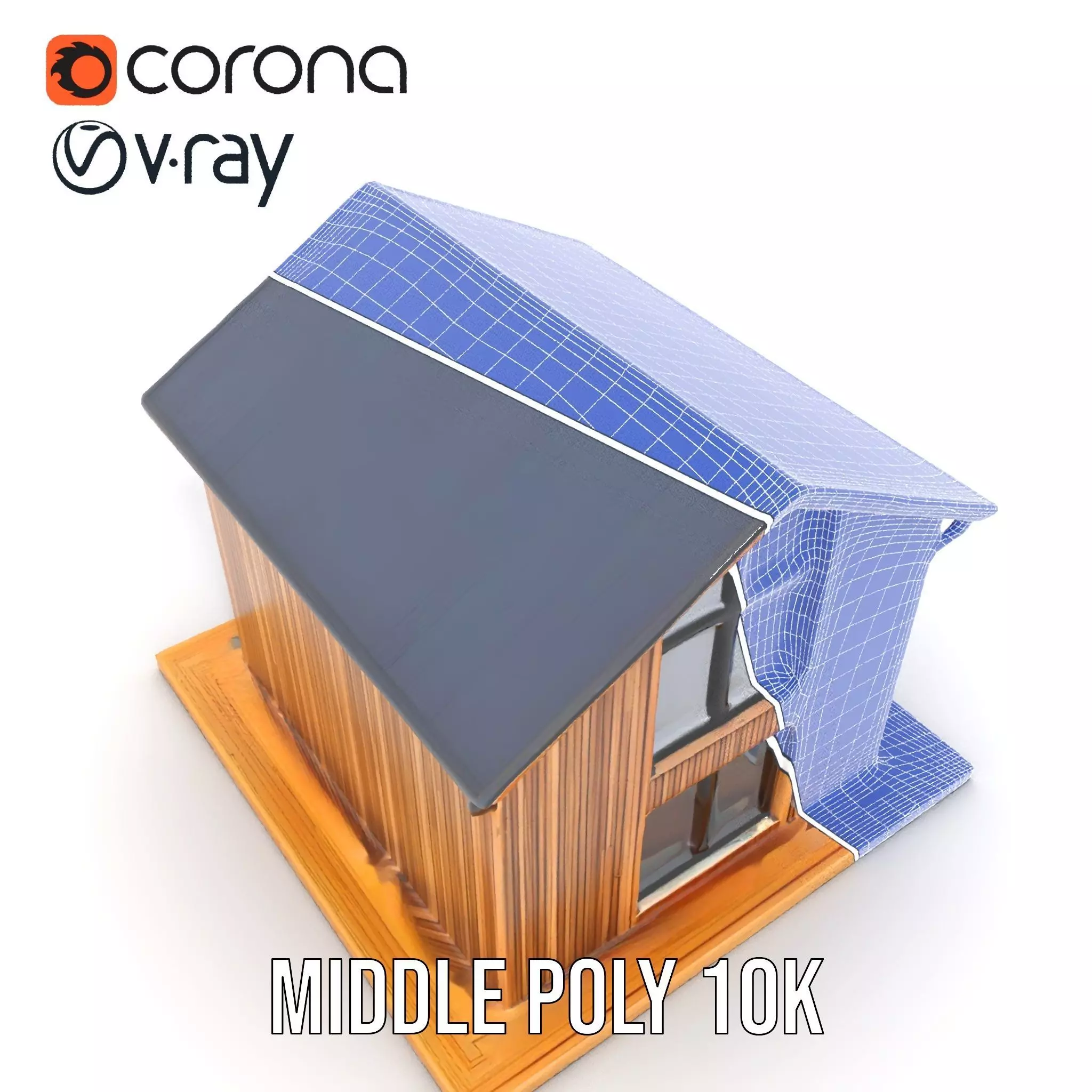 Modern Wooden House model pack Low-poly 3D model_24