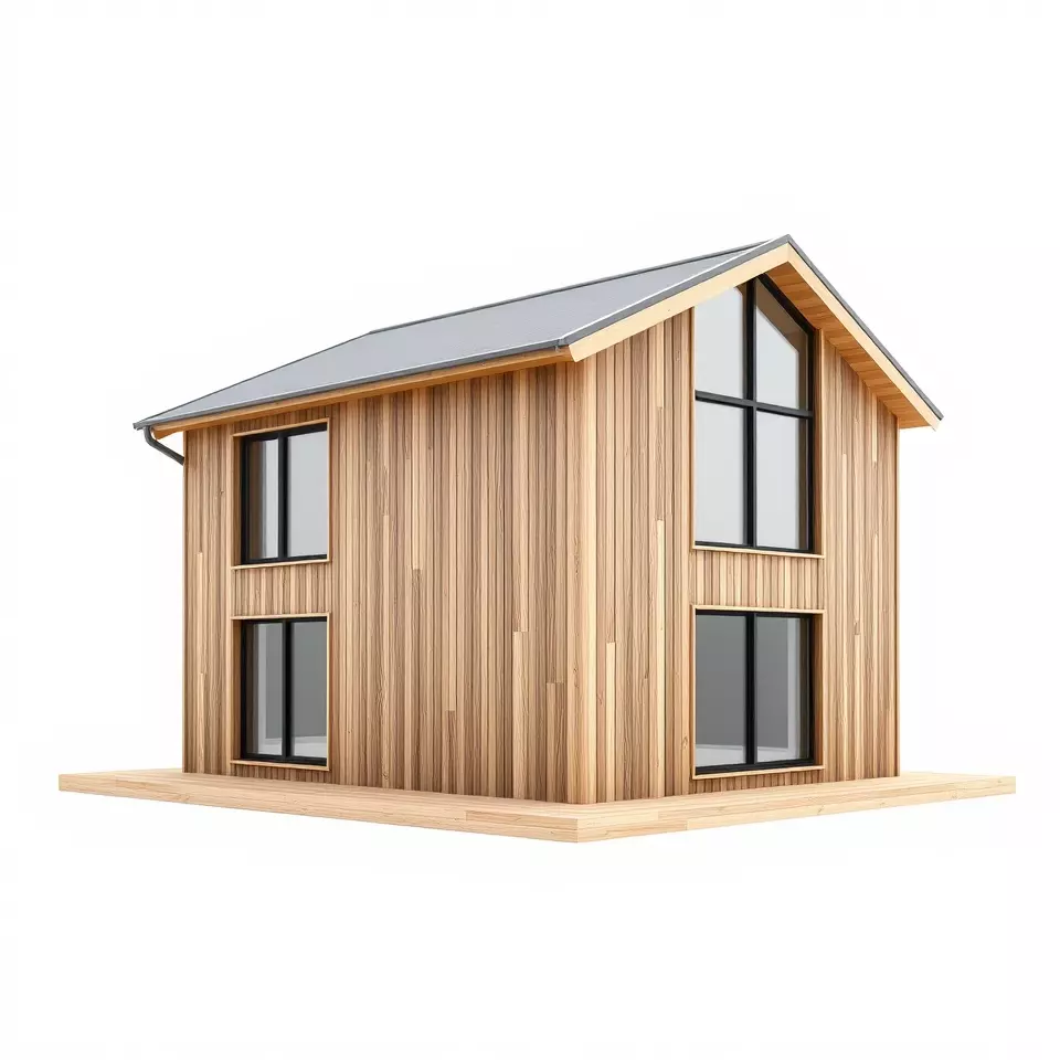 Modern Wooden House model pack Low-poly 3D model_2