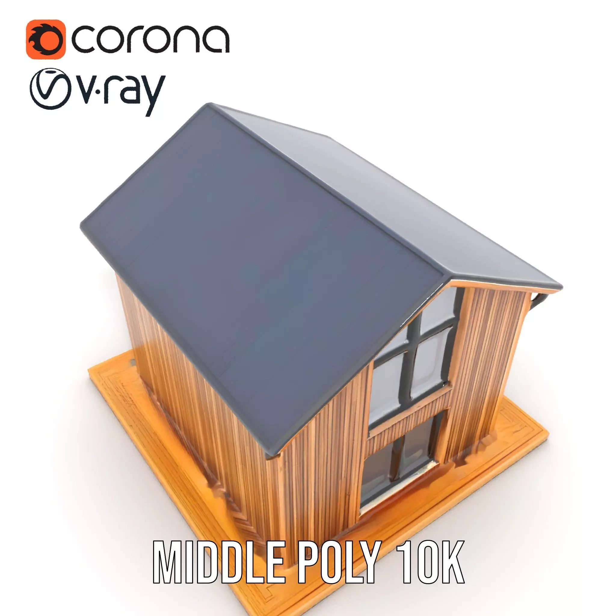 Modern Wooden House model pack Low-poly 3D model_5