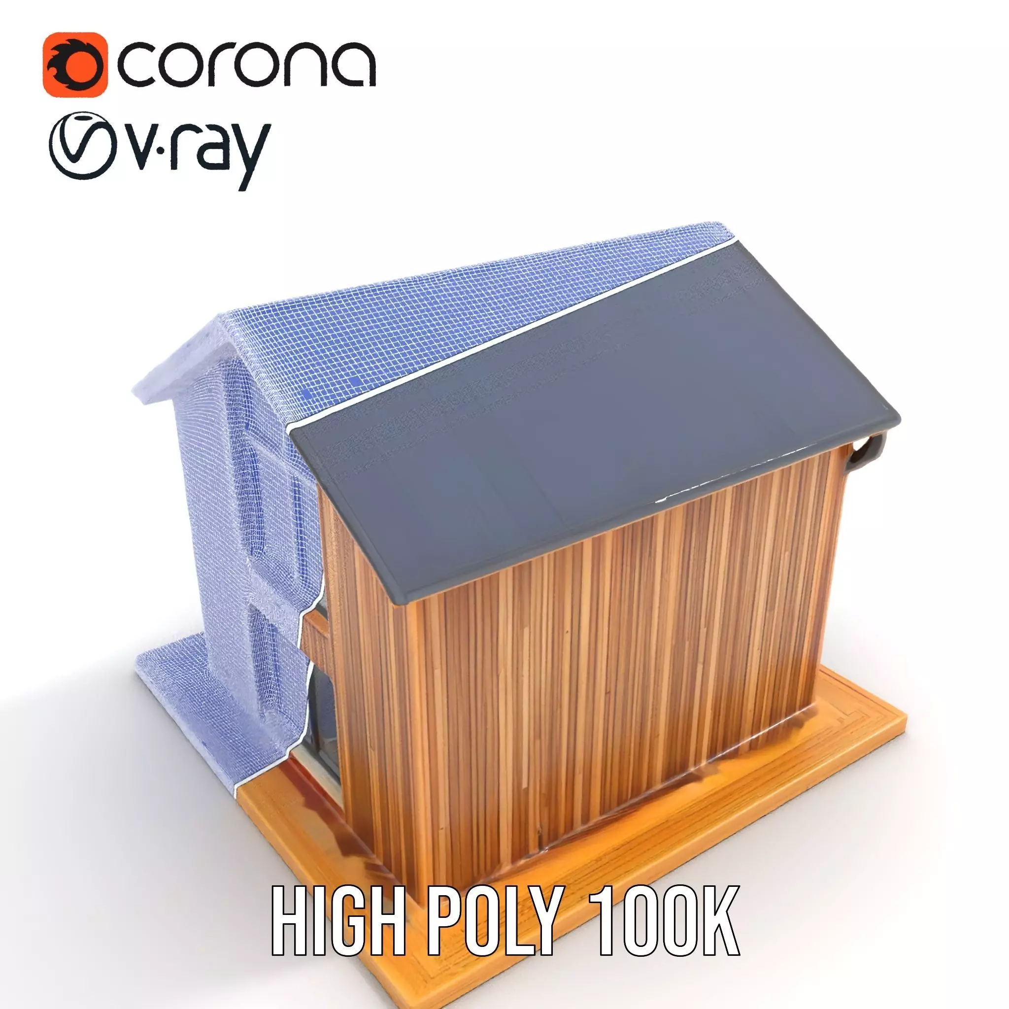 Modern Wooden House model pack Low-poly 3D model_17