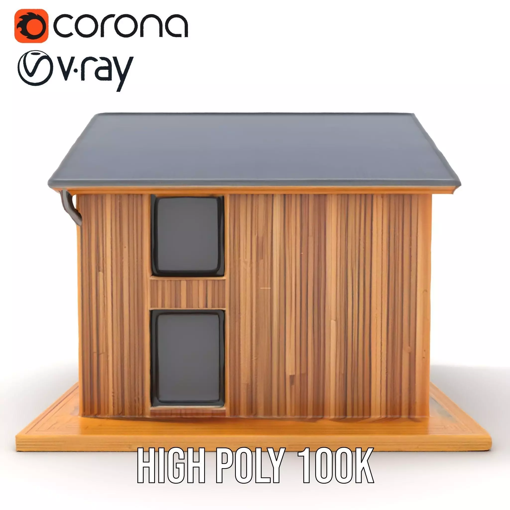 Modern Wooden House model pack Low-poly 3D model_20