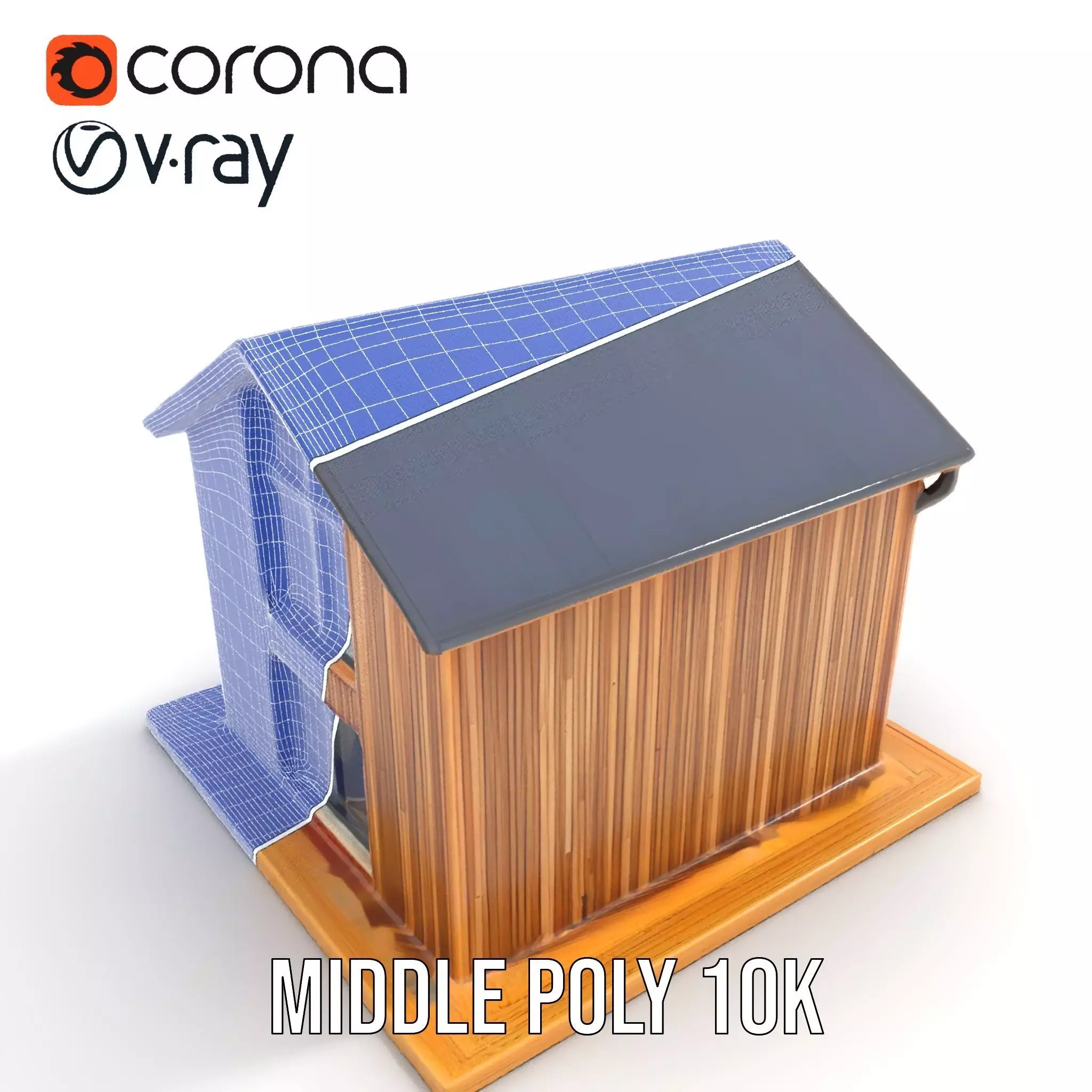 Modern Wooden House model pack Low-poly 3D model_13