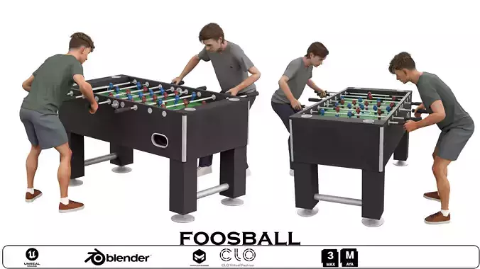 Foosball Game Scene - Interactive Sports 3D Model