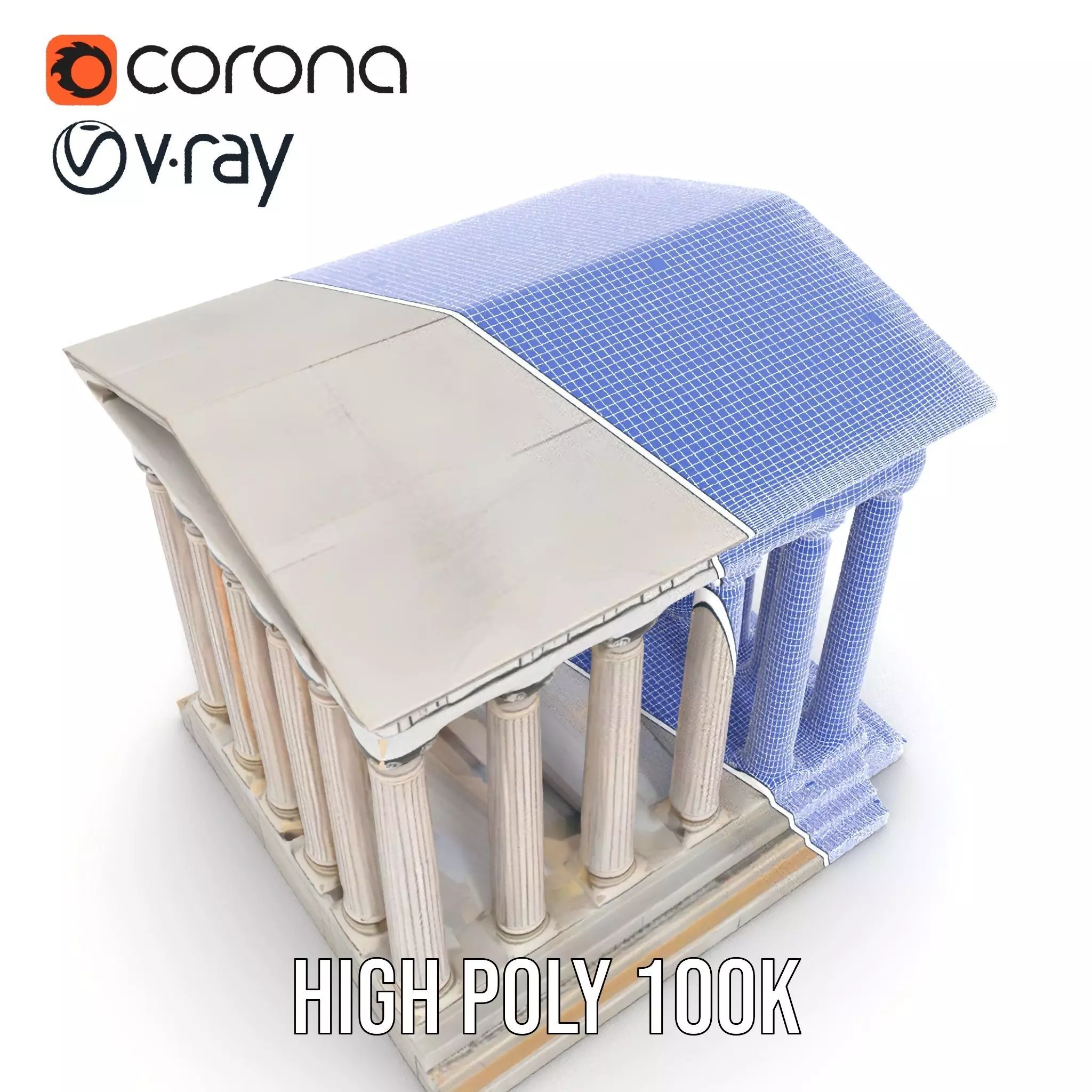 Classical Greek Temple model pack Low-poly 3D model_33