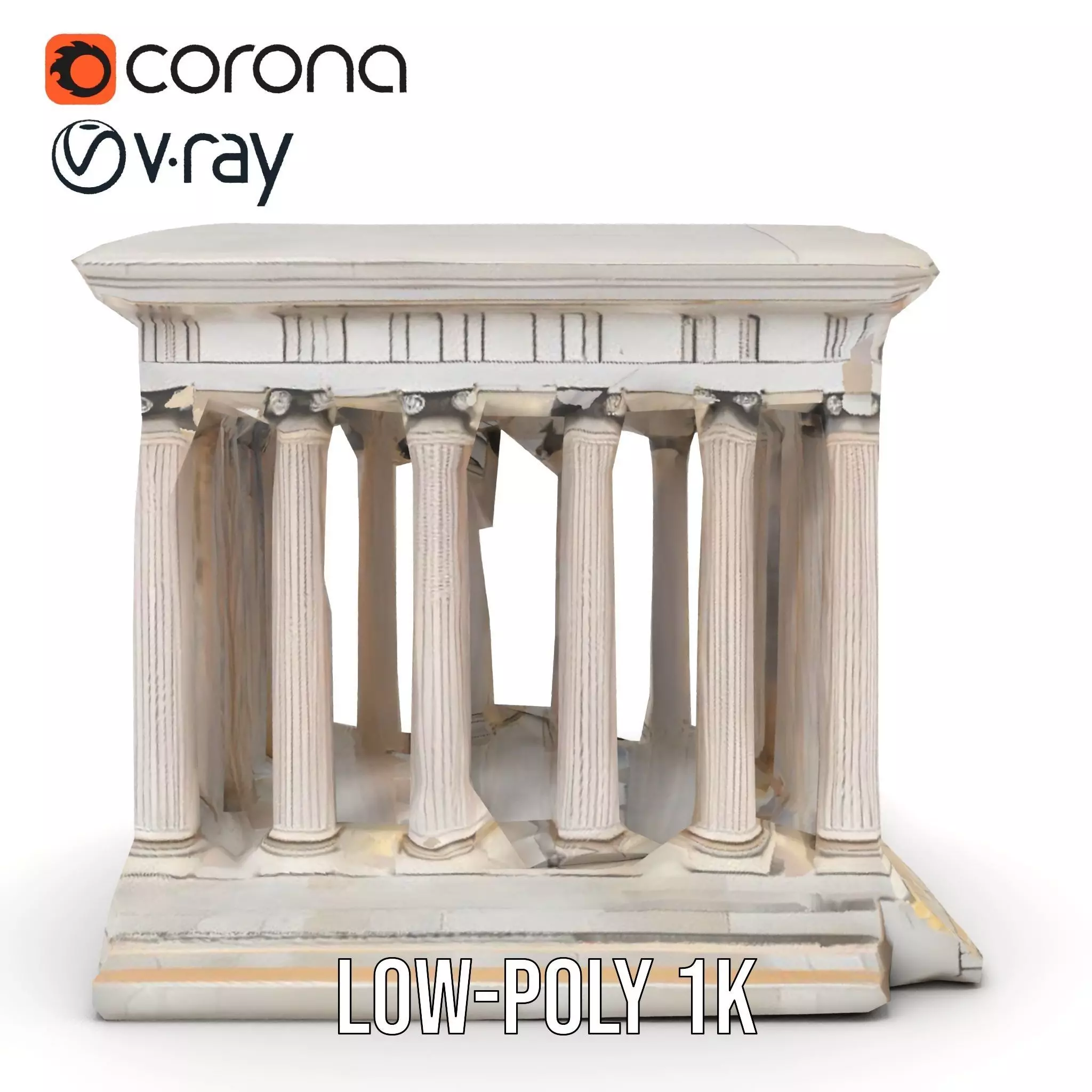 Classical Greek Temple model pack Low-poly 3D model_16
