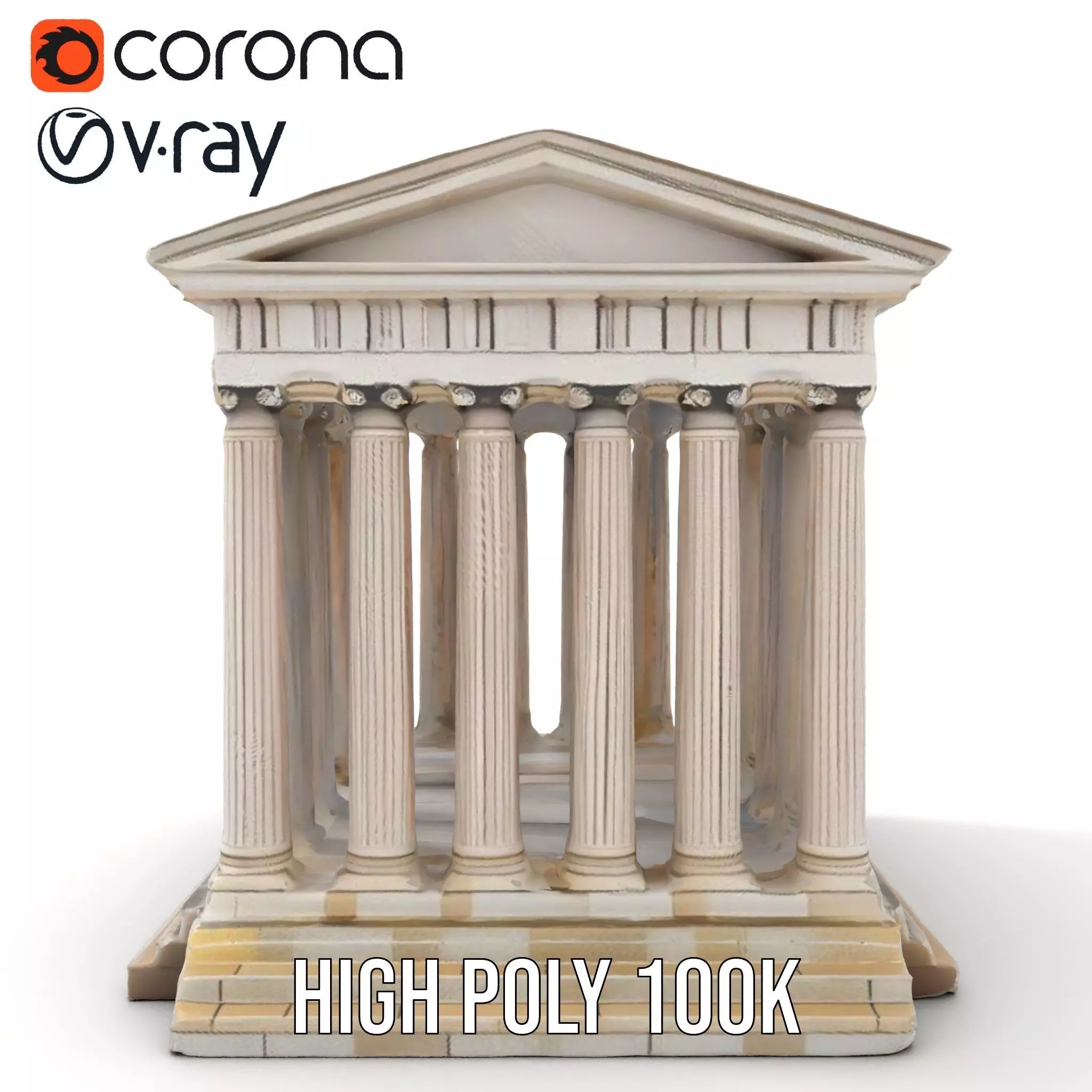 Classical Greek Temple model pack Low-poly 3D model_31