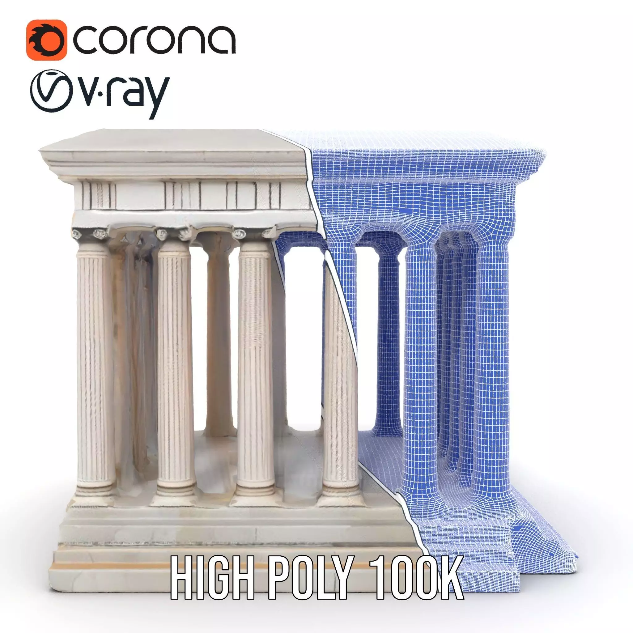 Classical Greek Temple model pack Low-poly 3D model_32