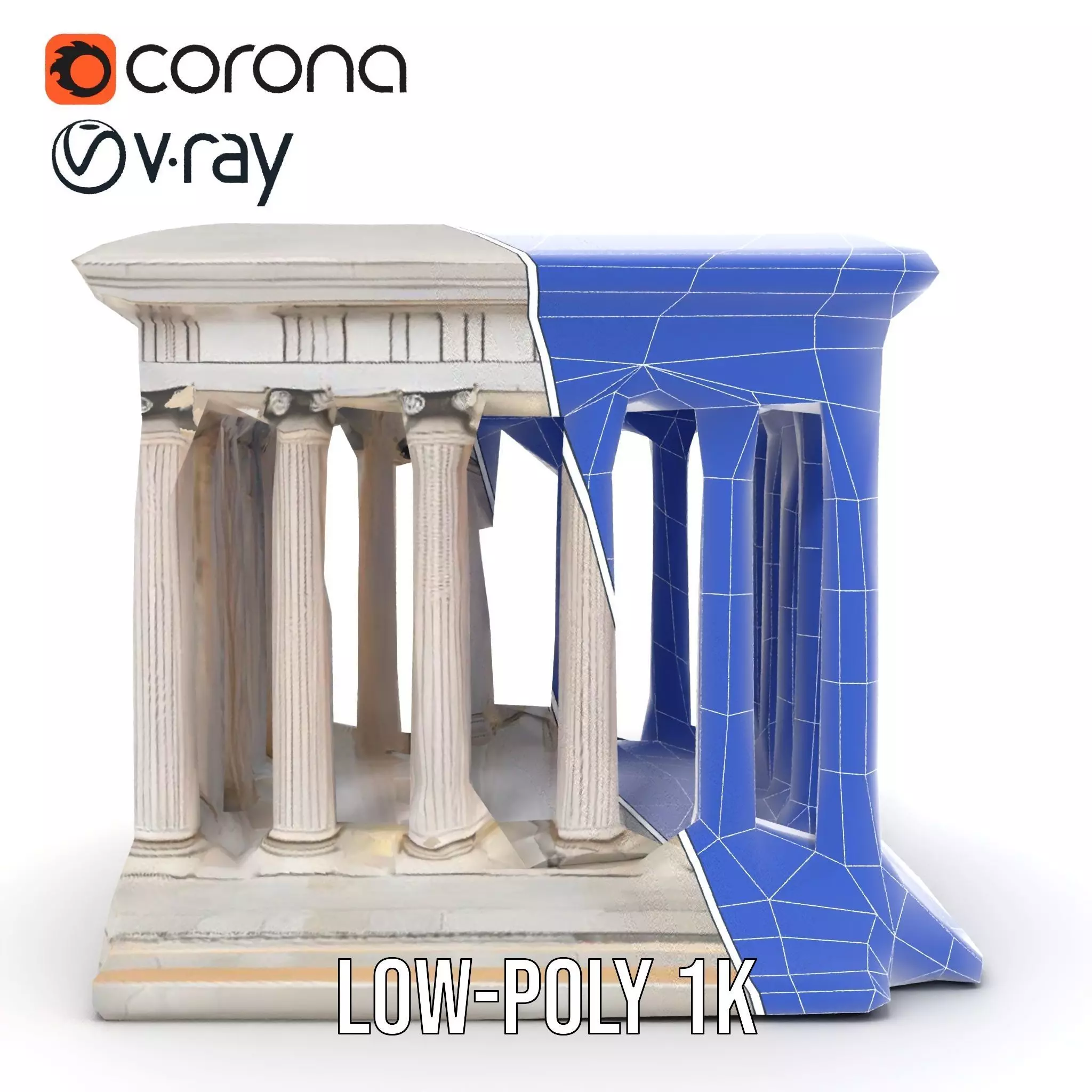 Classical Greek Temple model pack Low-poly 3D model_30