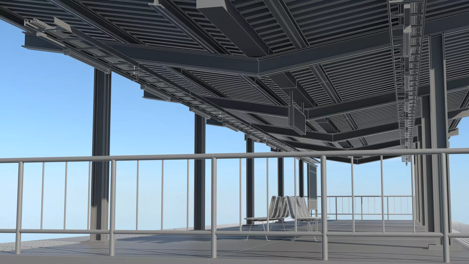 Japanese Rural Station Platform    2 Island 4 Track Set Low-poly 3D model_14