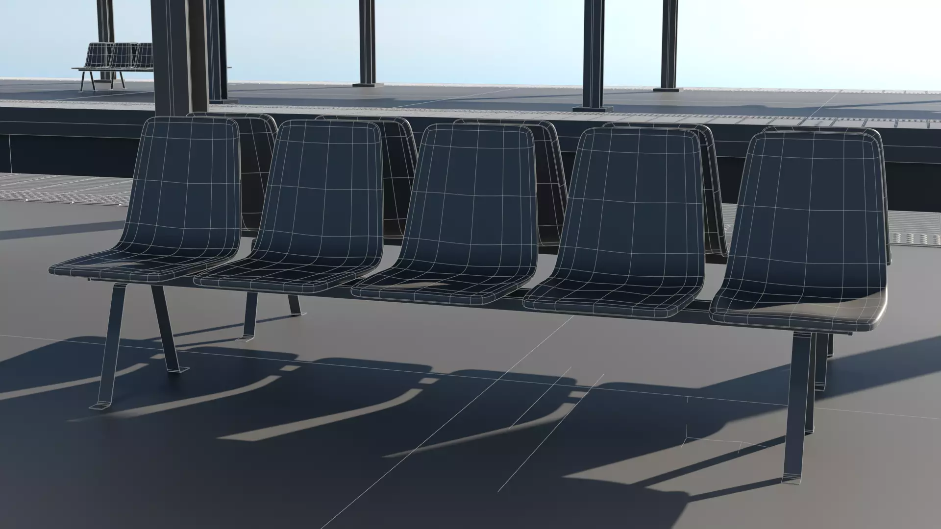 Japanese Rural Station Platform    2 Island 4 Track Set Low-poly 3D model_13