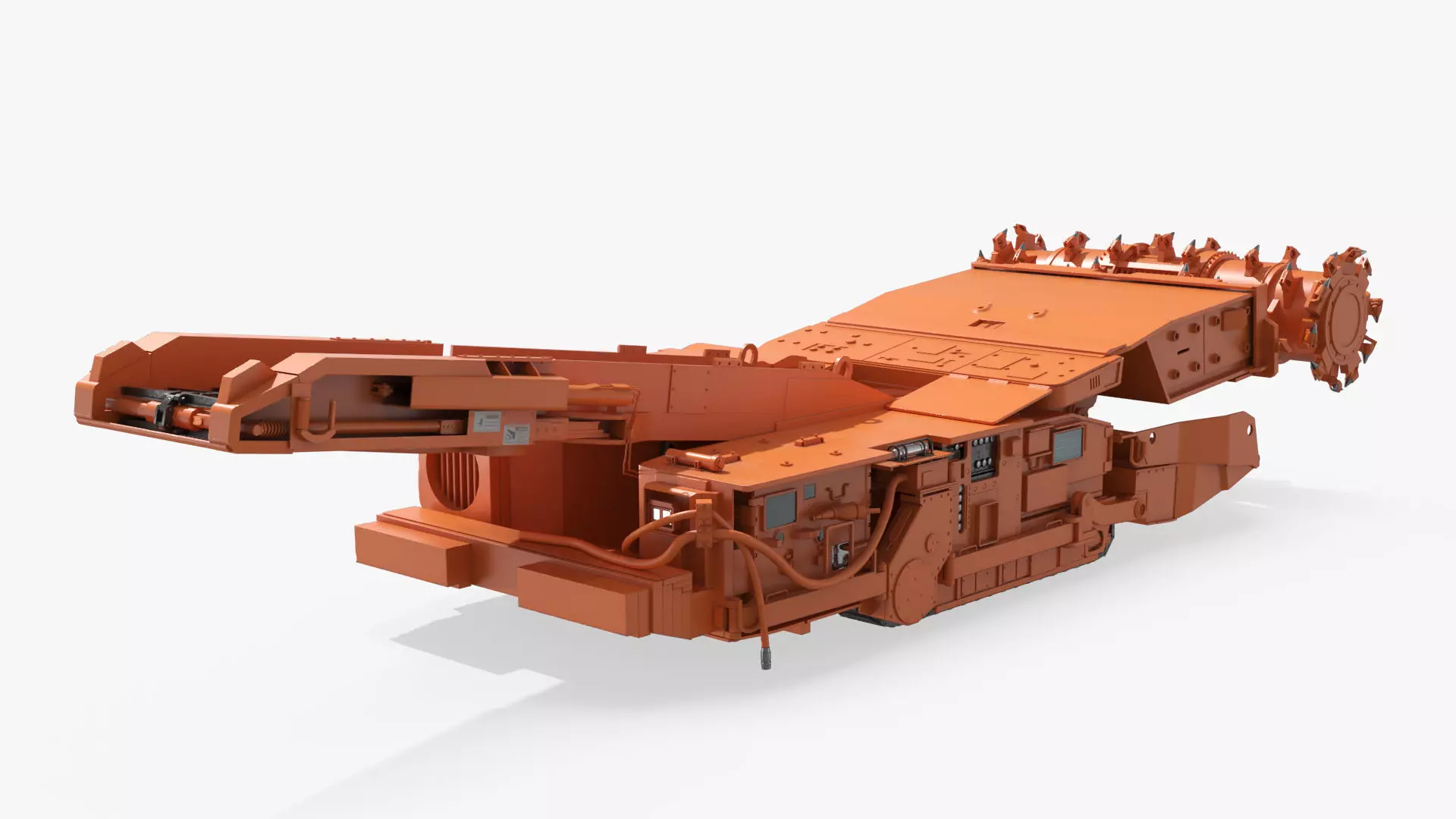 Underground Miner Vehicle for Tunnel Excavation Orange Rigged 3D model_7