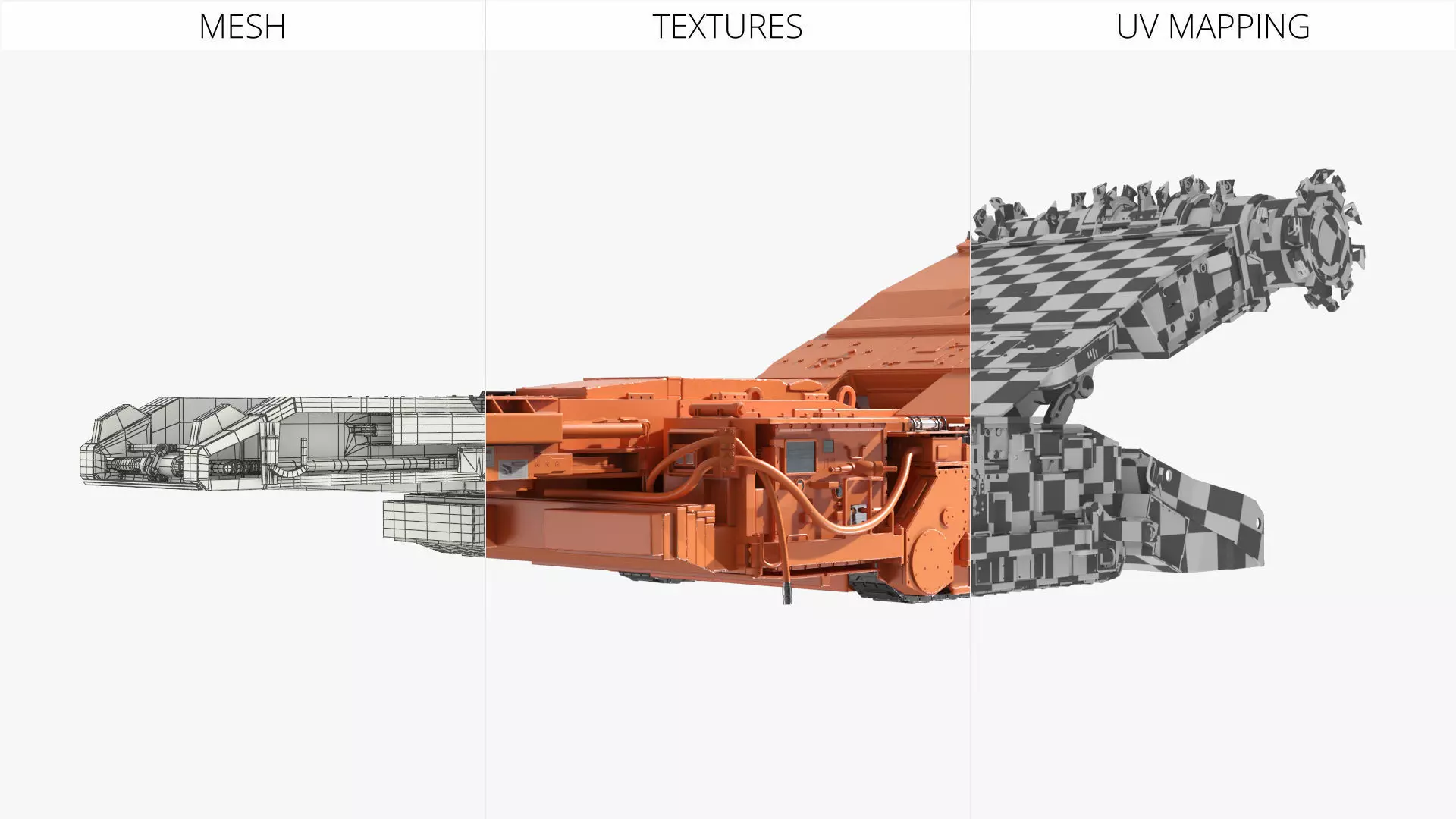 Underground Miner Vehicle for Tunnel Excavation Orange Rigged 3D model_11