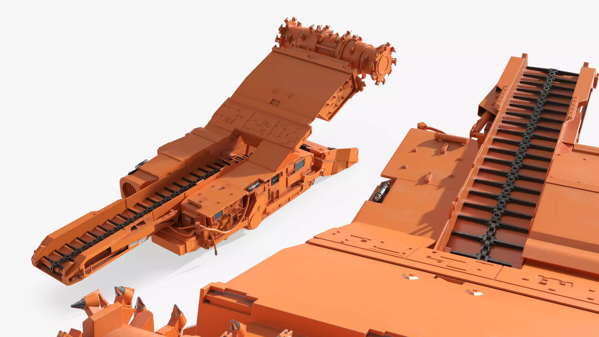 Underground Miner Vehicle for Tunnel Excavation Orange Rigged 3D model_5