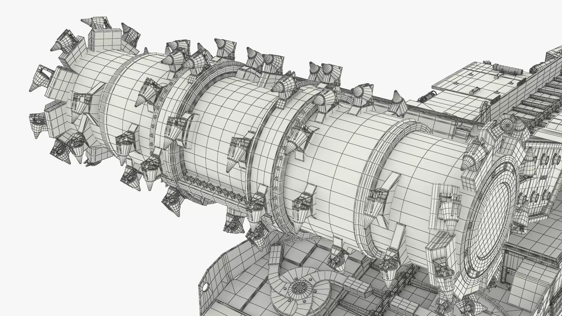 Underground Miner Vehicle for Tunnel Excavation Orange Rigged 3D model_16