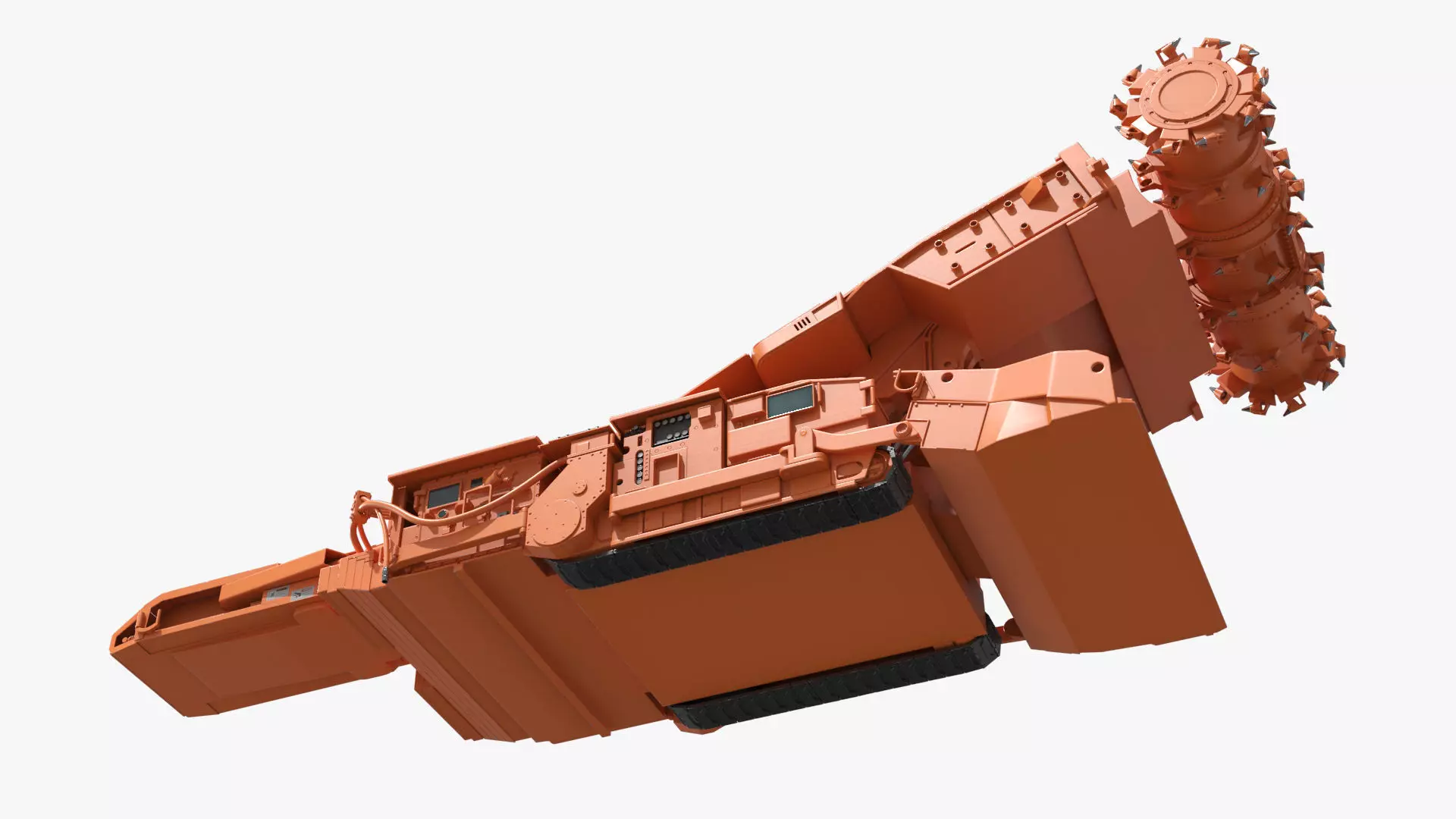 Underground Miner Vehicle for Tunnel Excavation Orange Rigged 3D model_6