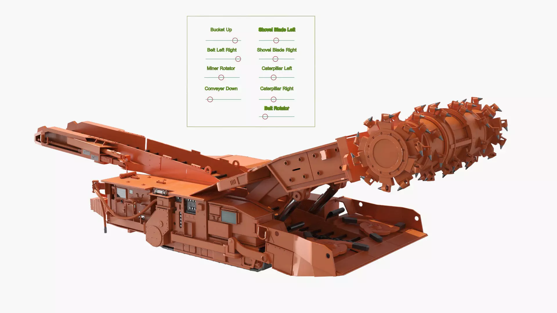 Underground Miner Vehicle for Tunnel Excavation Orange Rigged 3D model_2