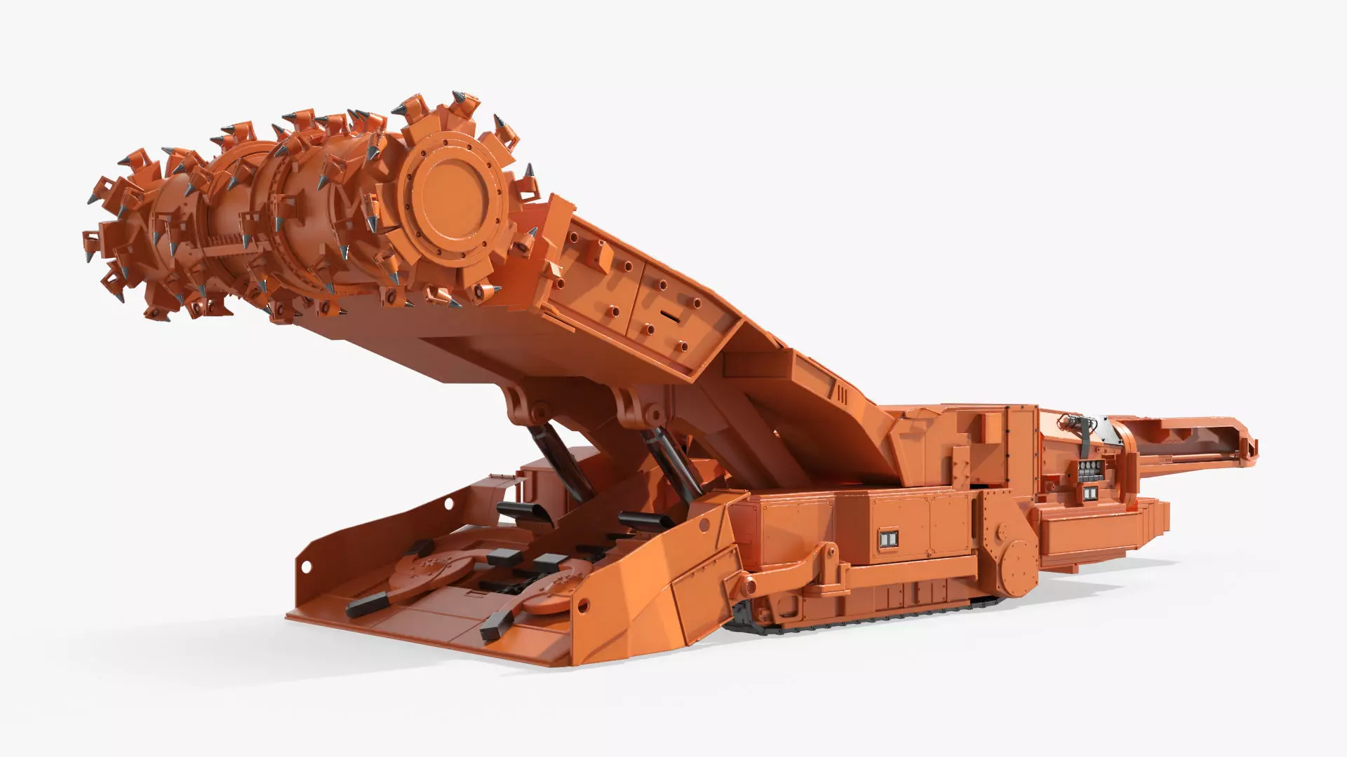Underground Miner Vehicle for Tunnel Excavation Orange Rigged 3D model_3