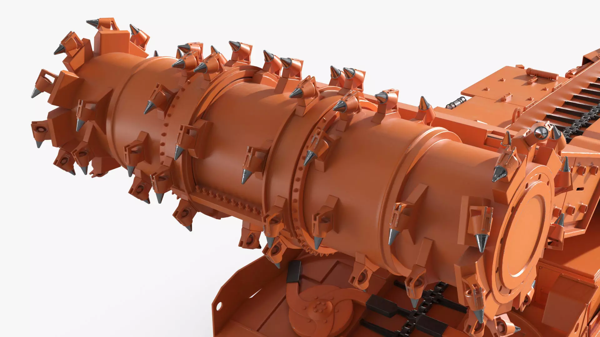 Underground Miner Vehicle for Tunnel Excavation Orange Rigged 3D model_10