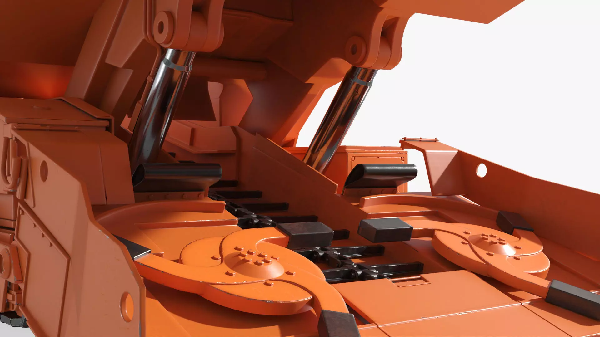 Underground Miner Vehicle for Tunnel Excavation Orange Rigged 3D model_9