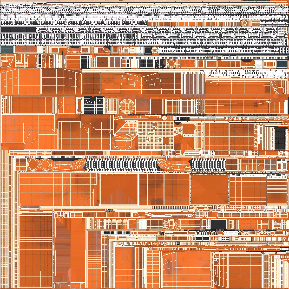 Underground Miner Vehicle for Tunnel Excavation Orange Rigged 3D model_17