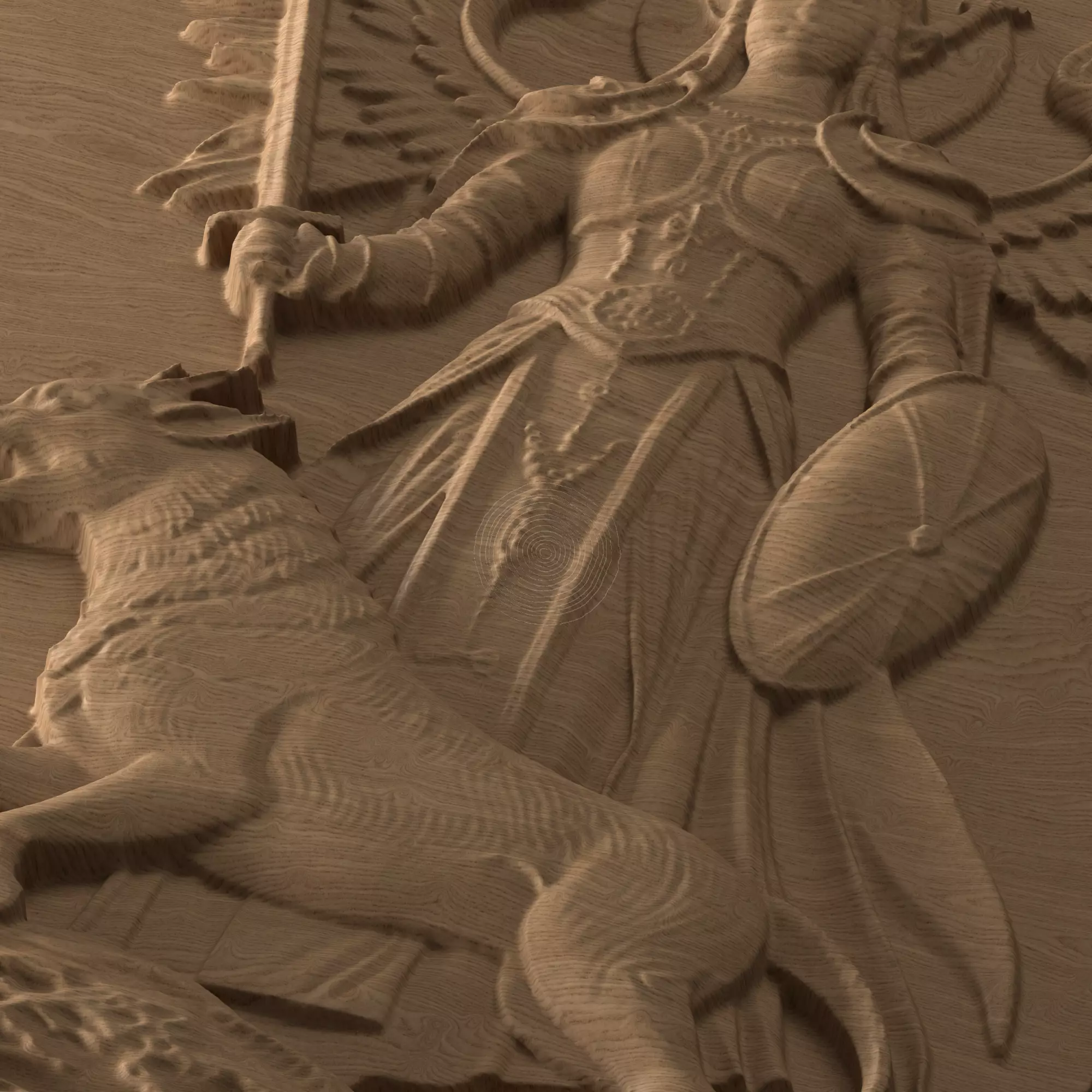 Angel warrior - STL file CNC woodcarving 3D print model_4