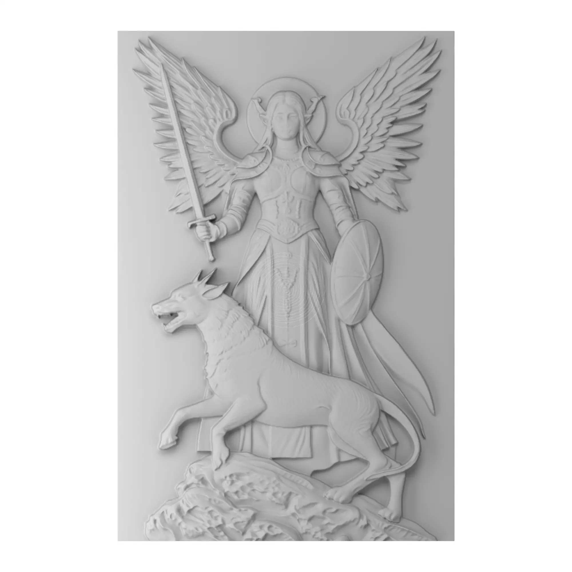 Angel warrior - STL file CNC woodcarving 3D print model_1