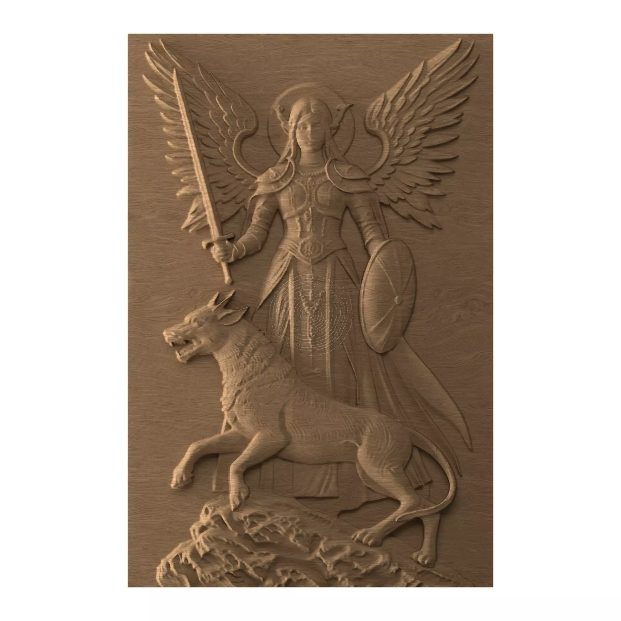 Angel warrior - STL file CNC woodcarving 3D print model_0