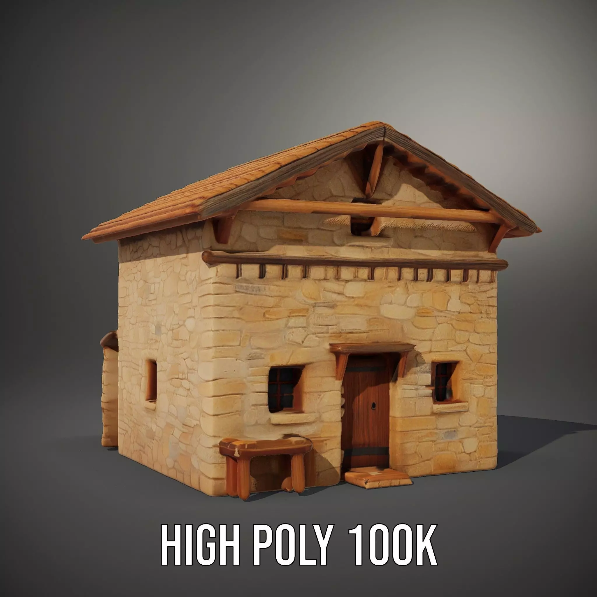 Rustic Stone Cottage model pack Low-poly 3D model_10