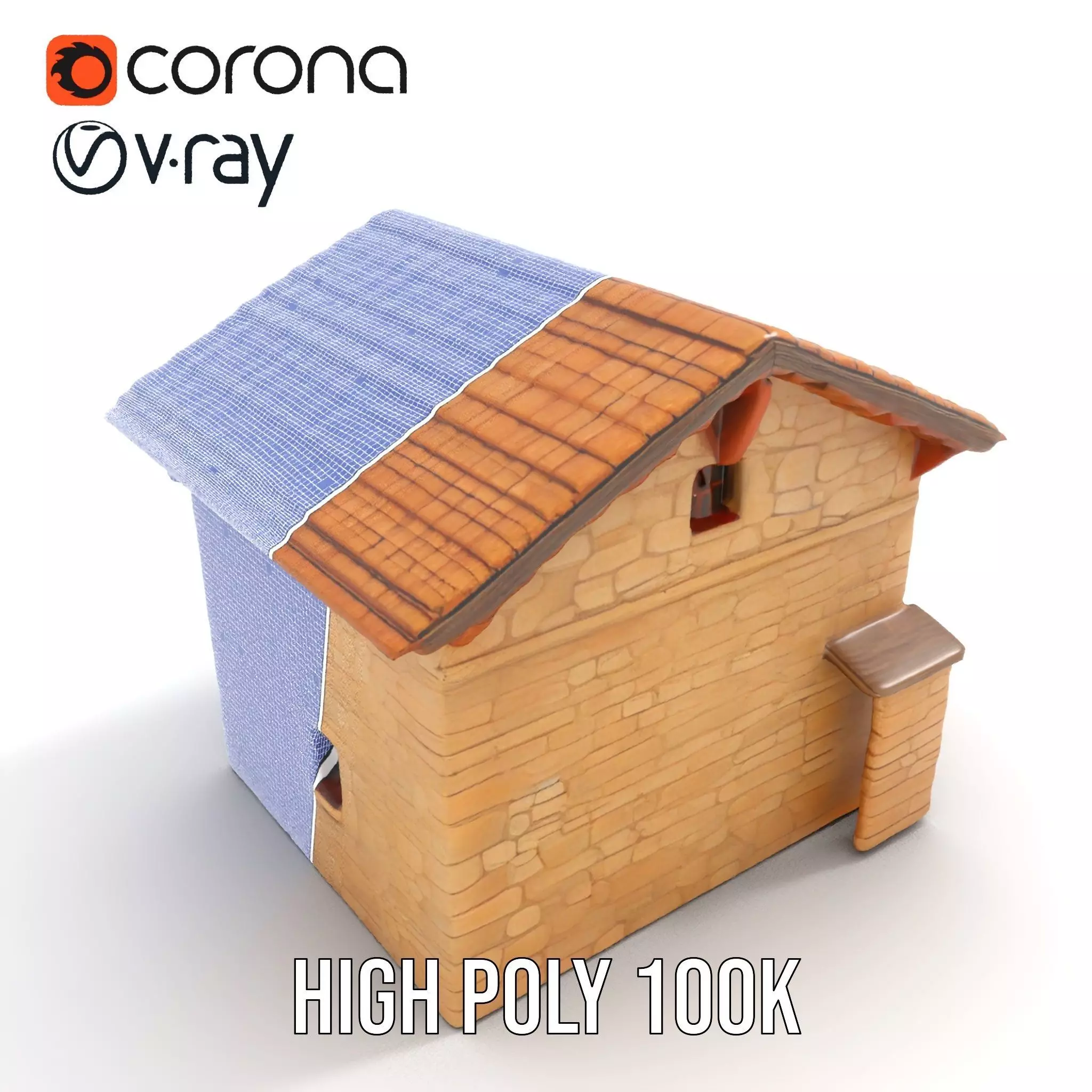 Rustic Stone Cottage model pack Low-poly 3D model_23