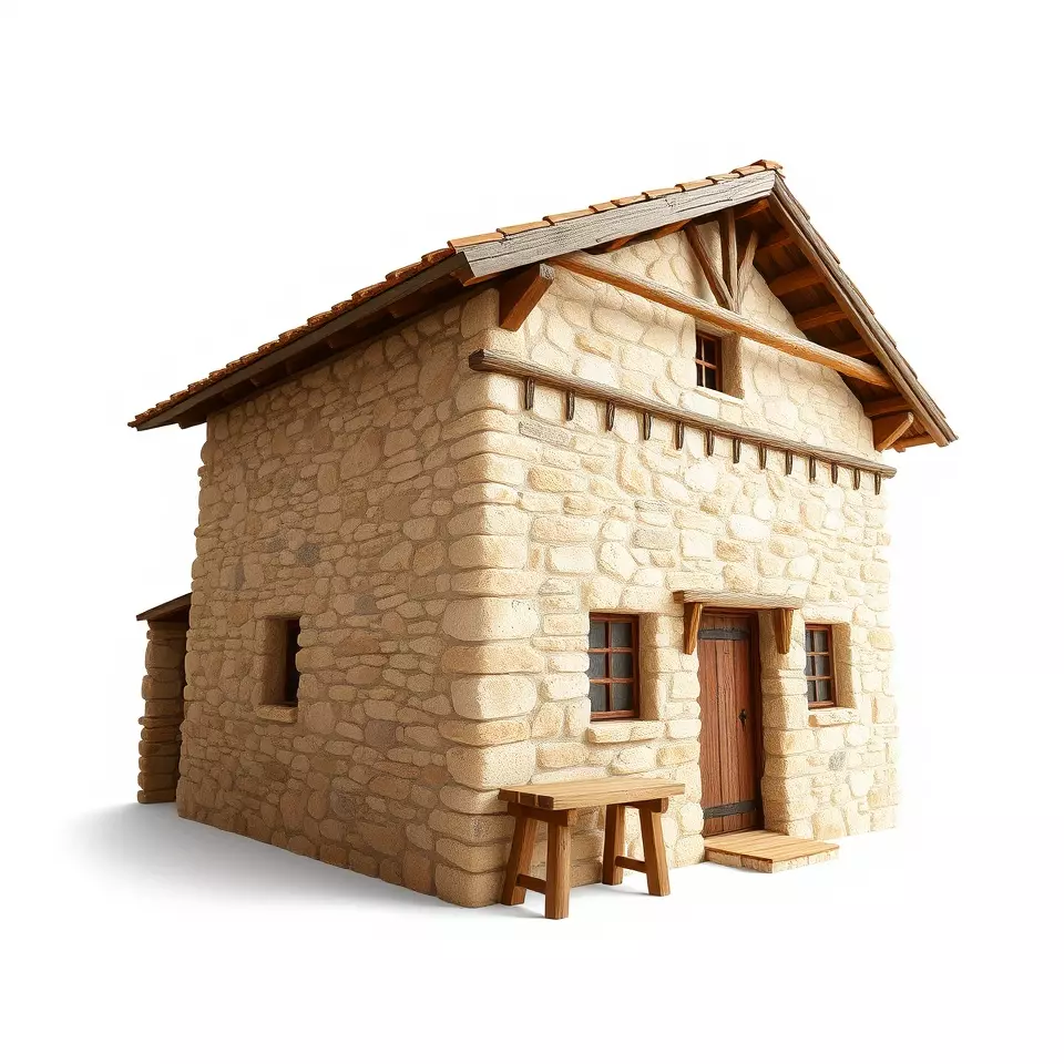Rustic Stone Cottage model pack Low-poly 3D model_2