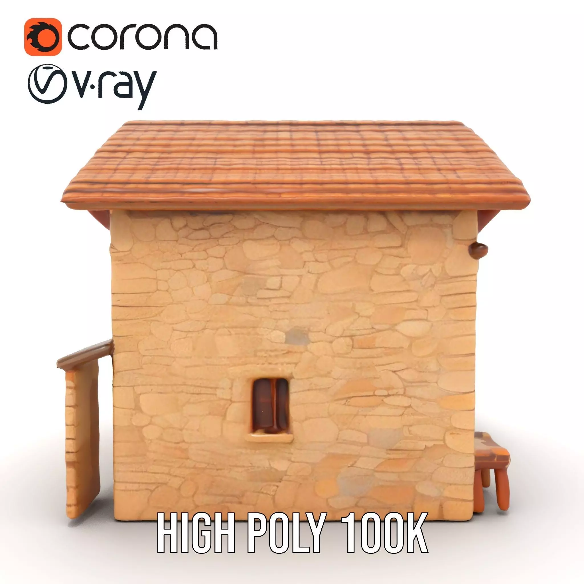Rustic Stone Cottage model pack Low-poly 3D model_17