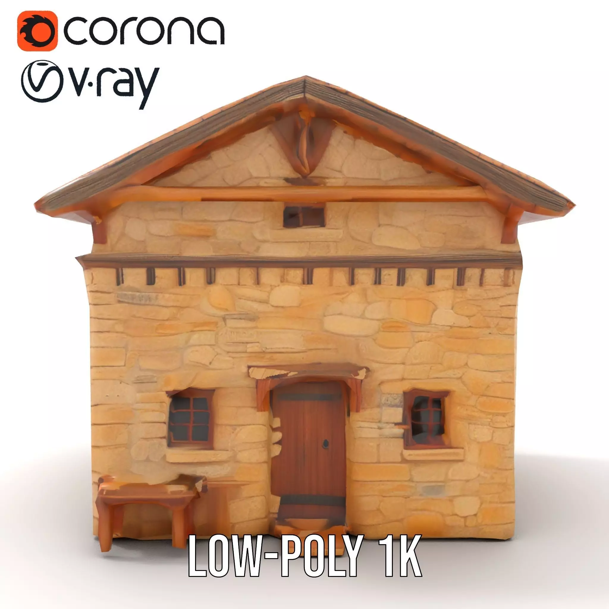 Rustic Stone Cottage model pack Low-poly 3D model_7